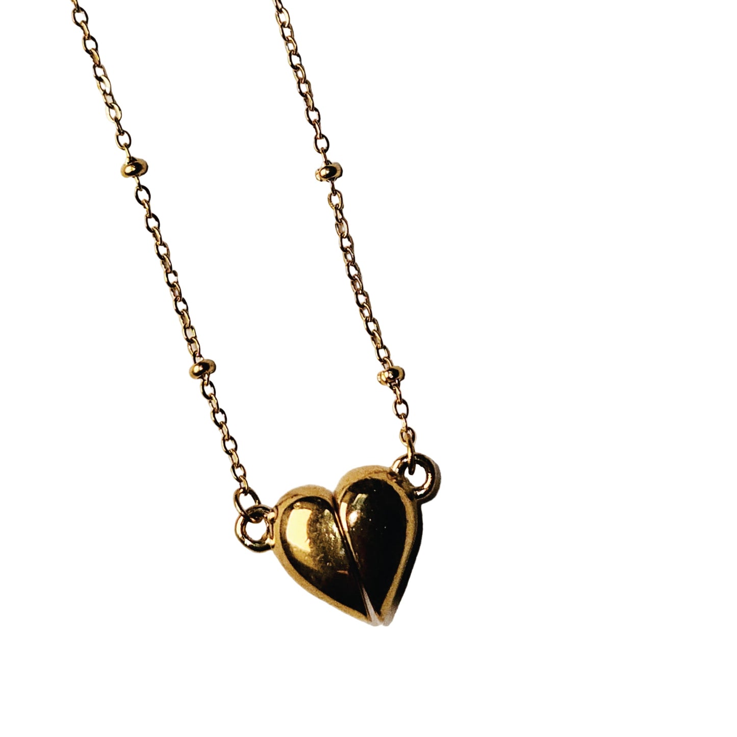 ABNA Gold: Together Forever Beaded Necklace – Magnetic Mini Heart Pendant