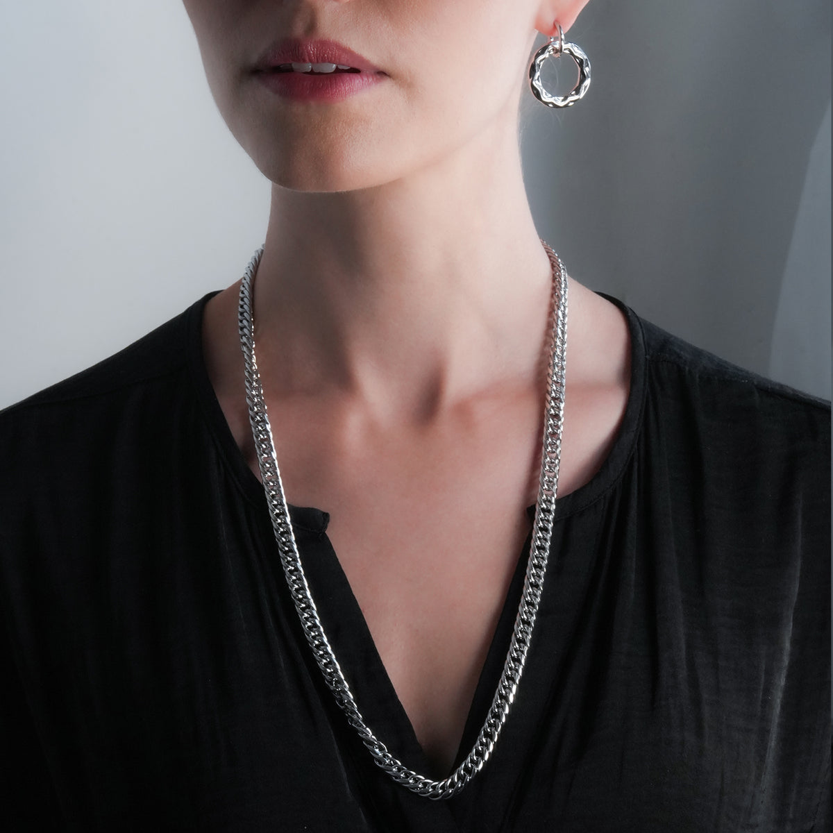 ABRAFO: Chunky Chain in Silver for Women or Men