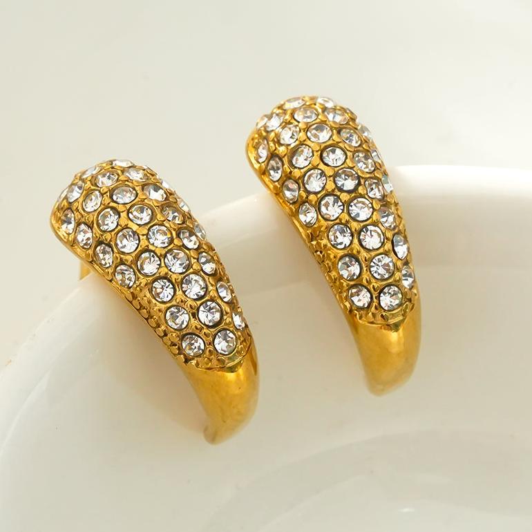 ANCORA: Pear-Shaped Stud Earrings with Pavé Zirconia (CZ) Sparkle.