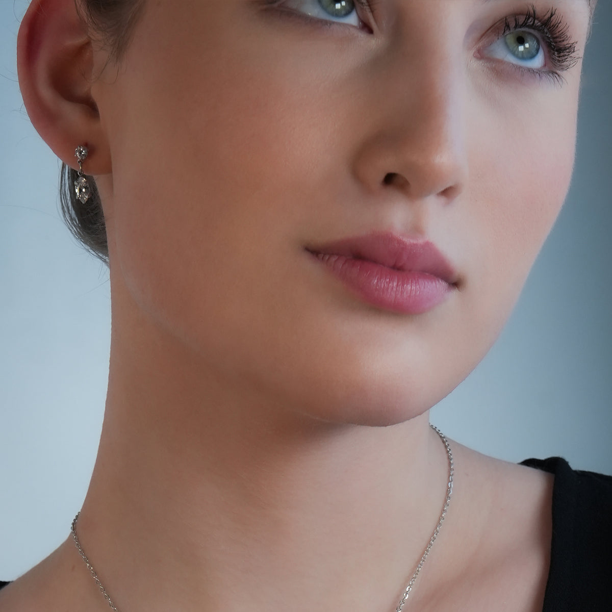 ANDALUSIA: Elegant Chain-Link Zirconia (CZ) Drop Earrings in White Gold (Silver Toned) – Timeless Sparkle for Any Occasion