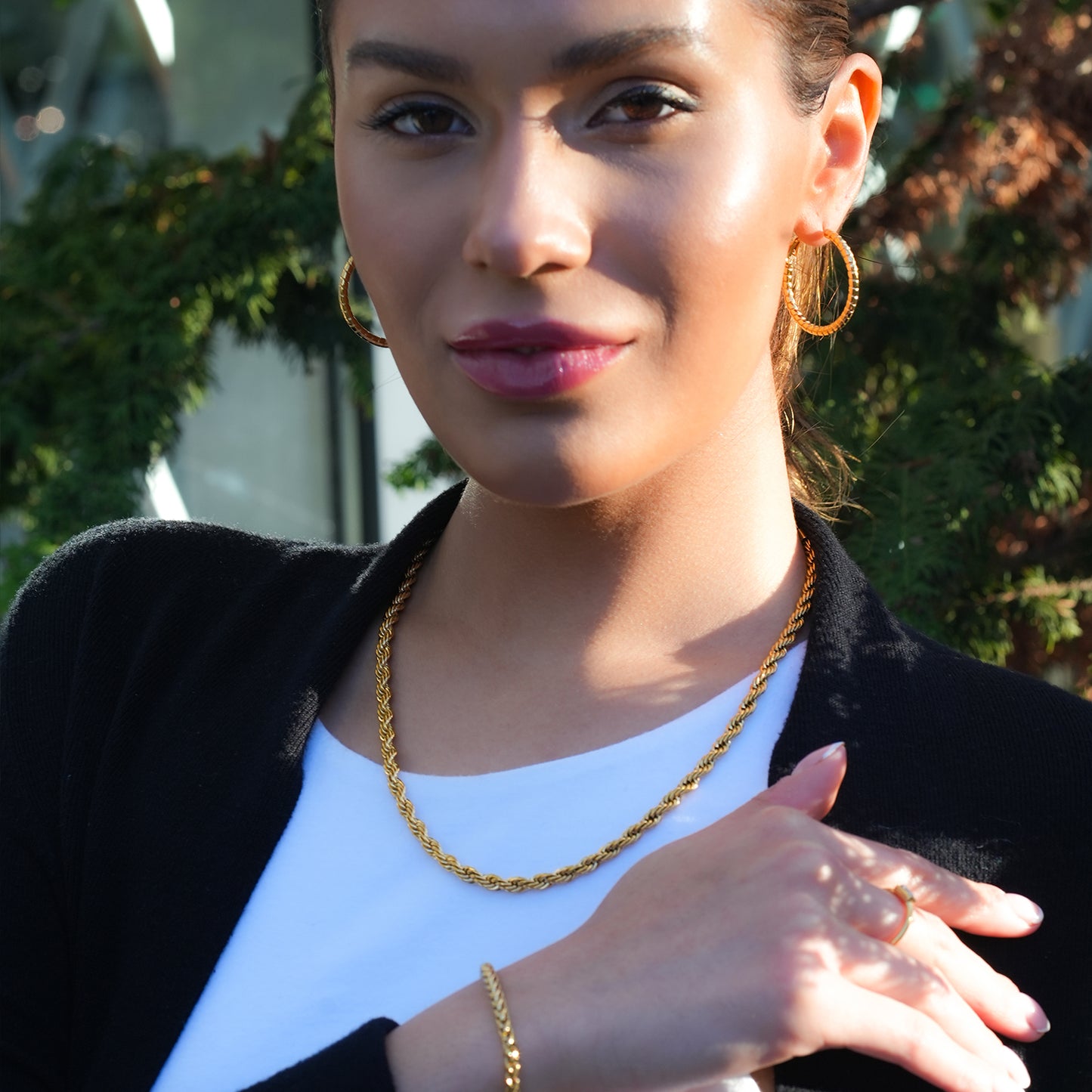 ARKELEY: Chunky Rope Chain Textured Gold Necklace