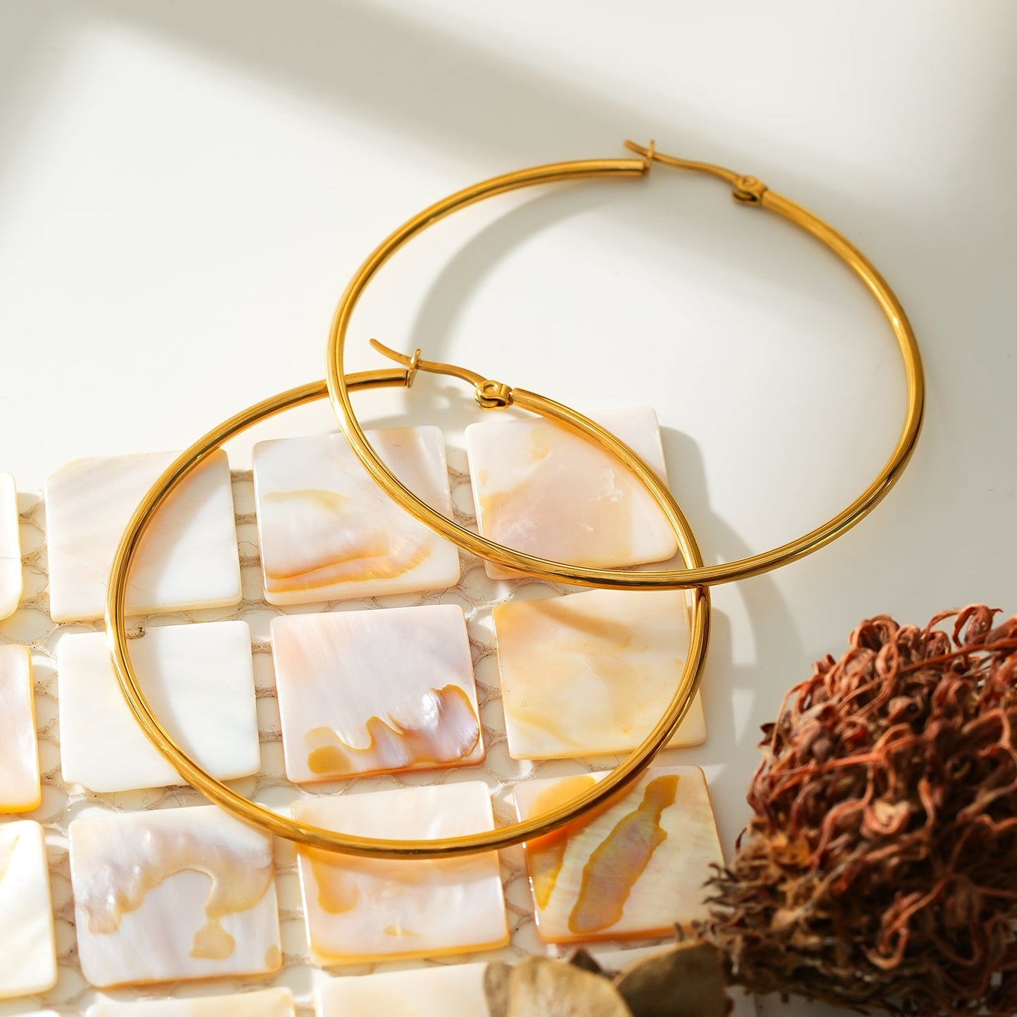 Style BIANCA Gold: Classic Essential Everyday Basic Round Gold Hoops. Available in 7 Sizes - 1cm to 6cm