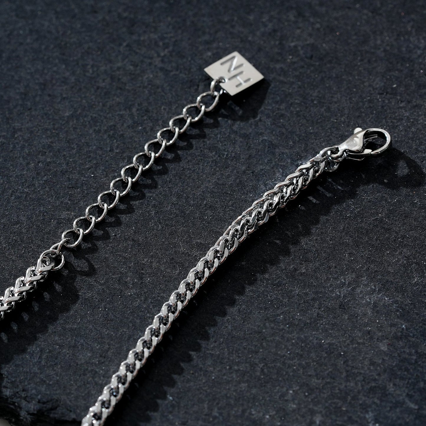 BILLIE LG Silver (White Gold): Cuban Link Chain Anklet