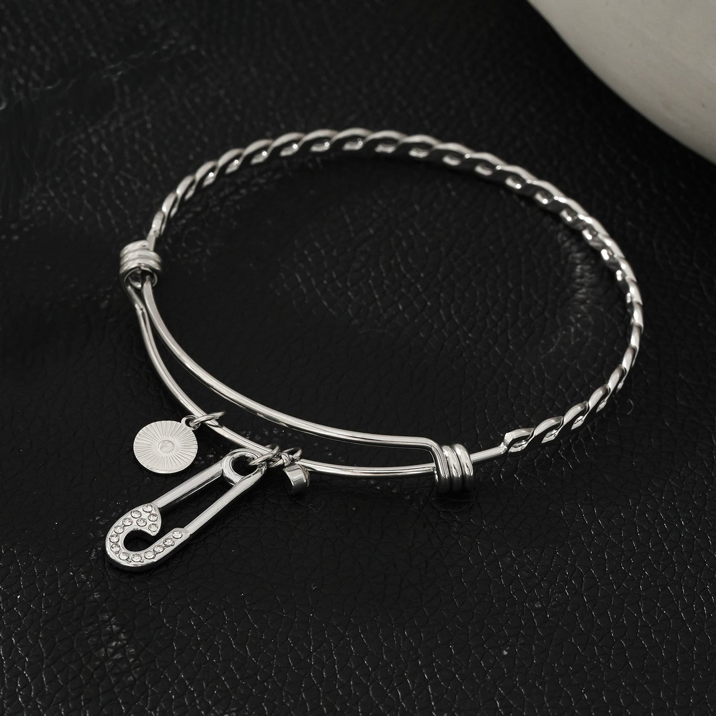 CHRISTINA: Serpent Charm Adorned White Gold Bracelet