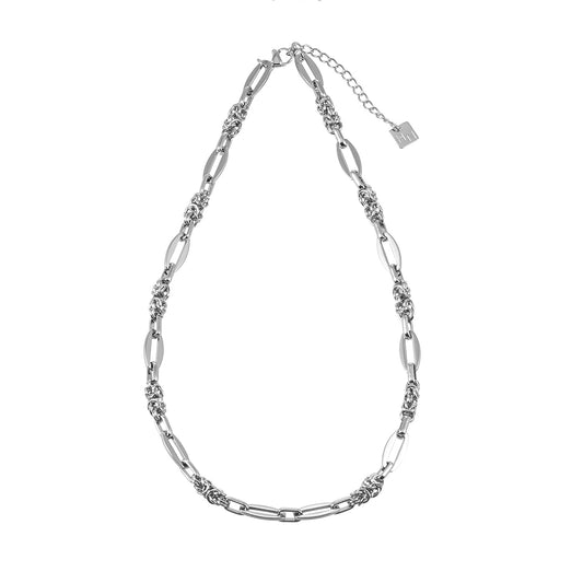 MATERA Silver (White Gold): Mixed Link Chain Necklace