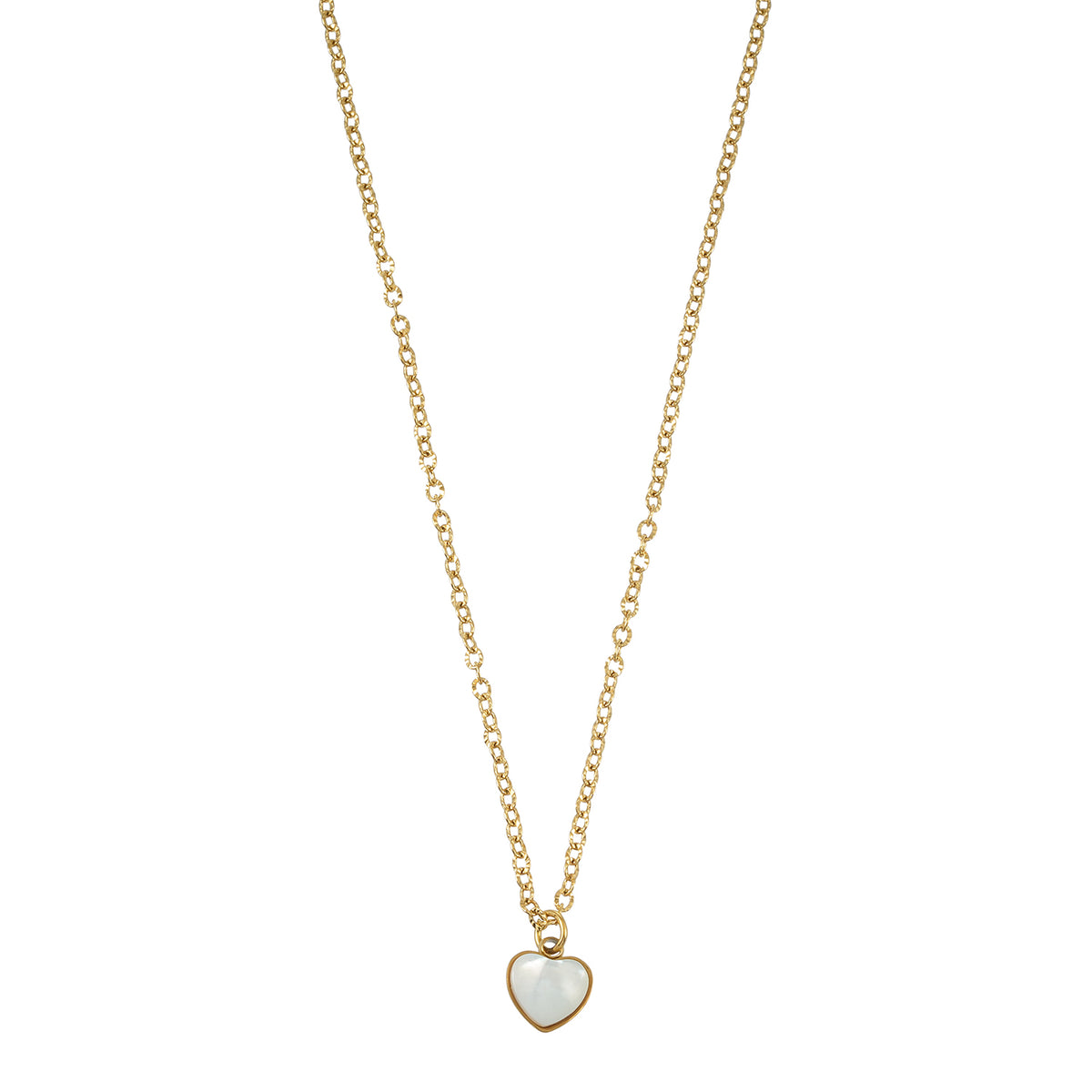 KOKUM Gold: Dainty Chain Necklace with Mini Shell-Encased Heart Charm Pendant — A Little Love to Hold Close