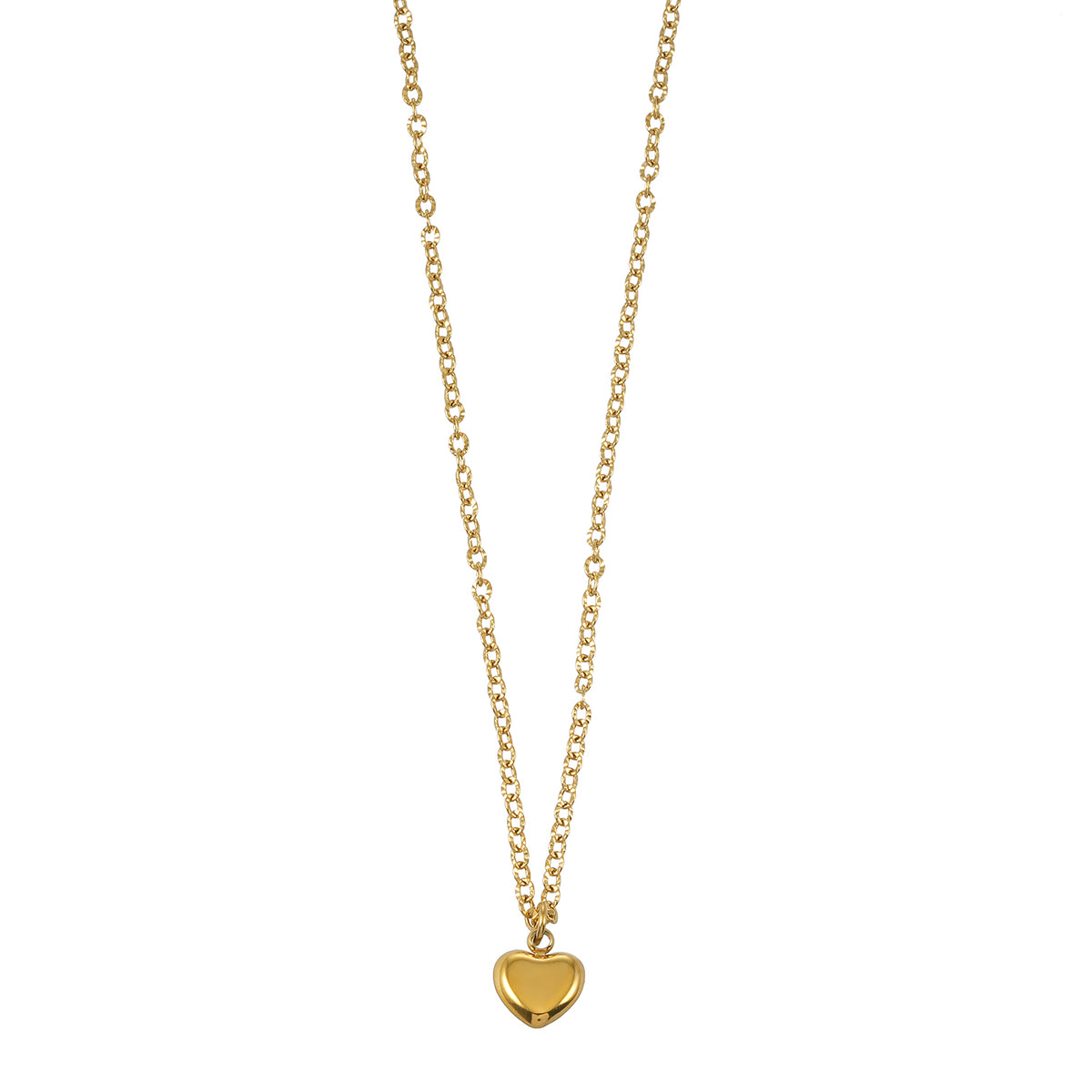 KOKUM Gold: Dainty Chain Necklace with Mini Shell-Encased Heart Charm Pendant — A Little Love to Hold Close