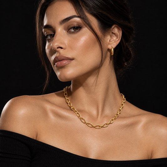 KYA Gold: Twisted Oval Link Chain Necklace