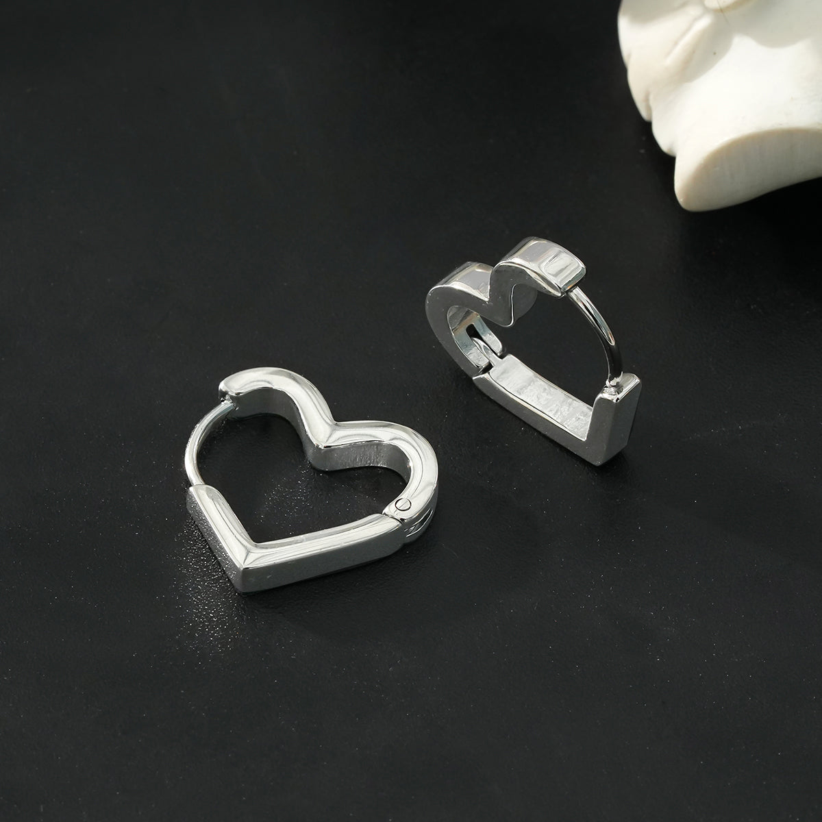 LARAZINA White Gold (Silver Toned): Heart-Shaped Daily Wear Chic Hoops – Love Your Look, Every Day