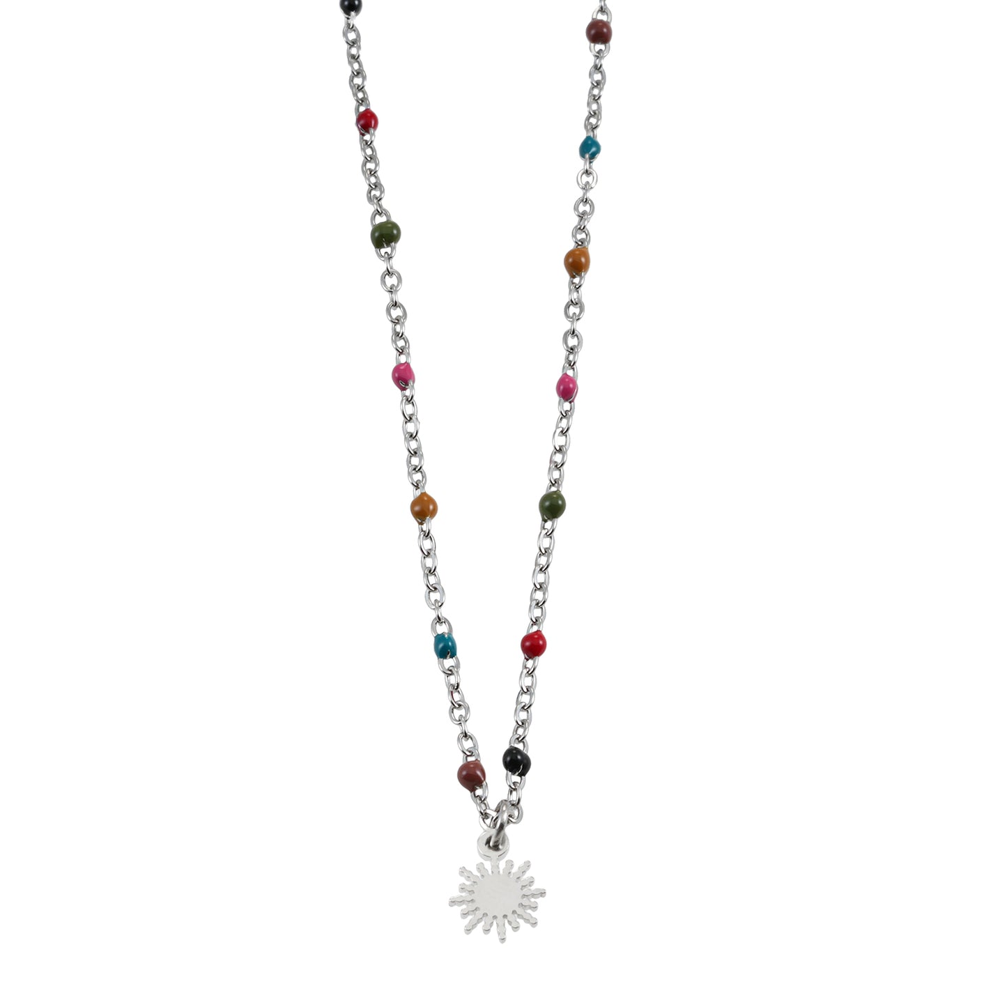 Style MARLOW 2224: Dainty Star Charm & Coloured Dainty Beads on a Silver Chain