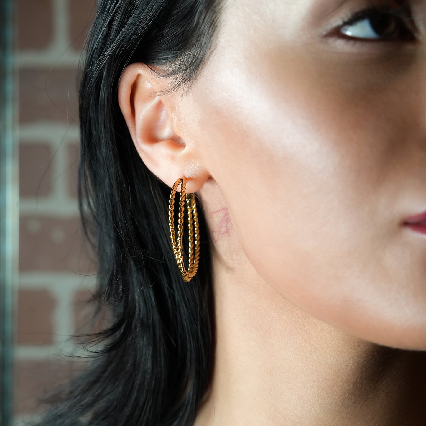 MIZUKI: Double Rope Textured Hoop Earrings