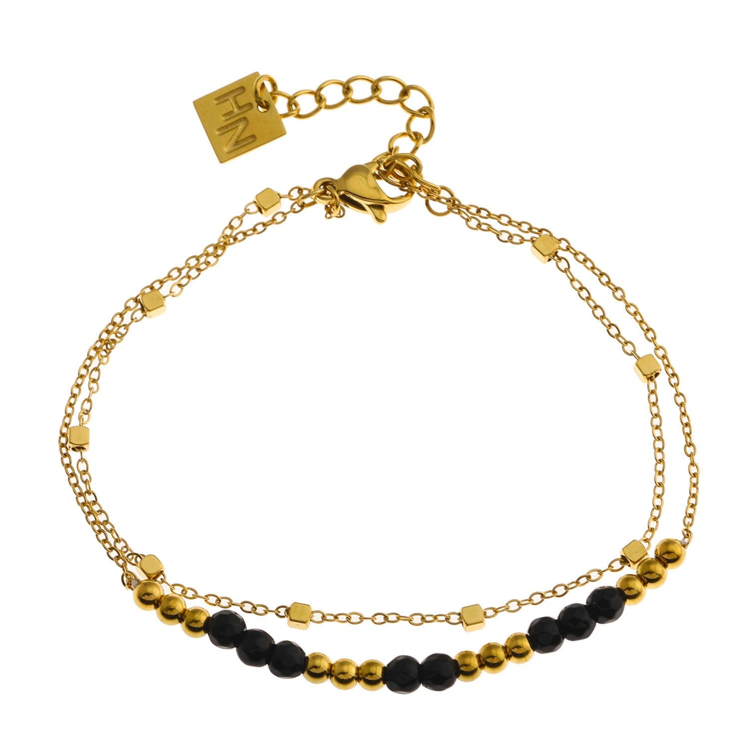 Sliding Chain Bracelet KITS Gold: Black Beads - Capital City Beads