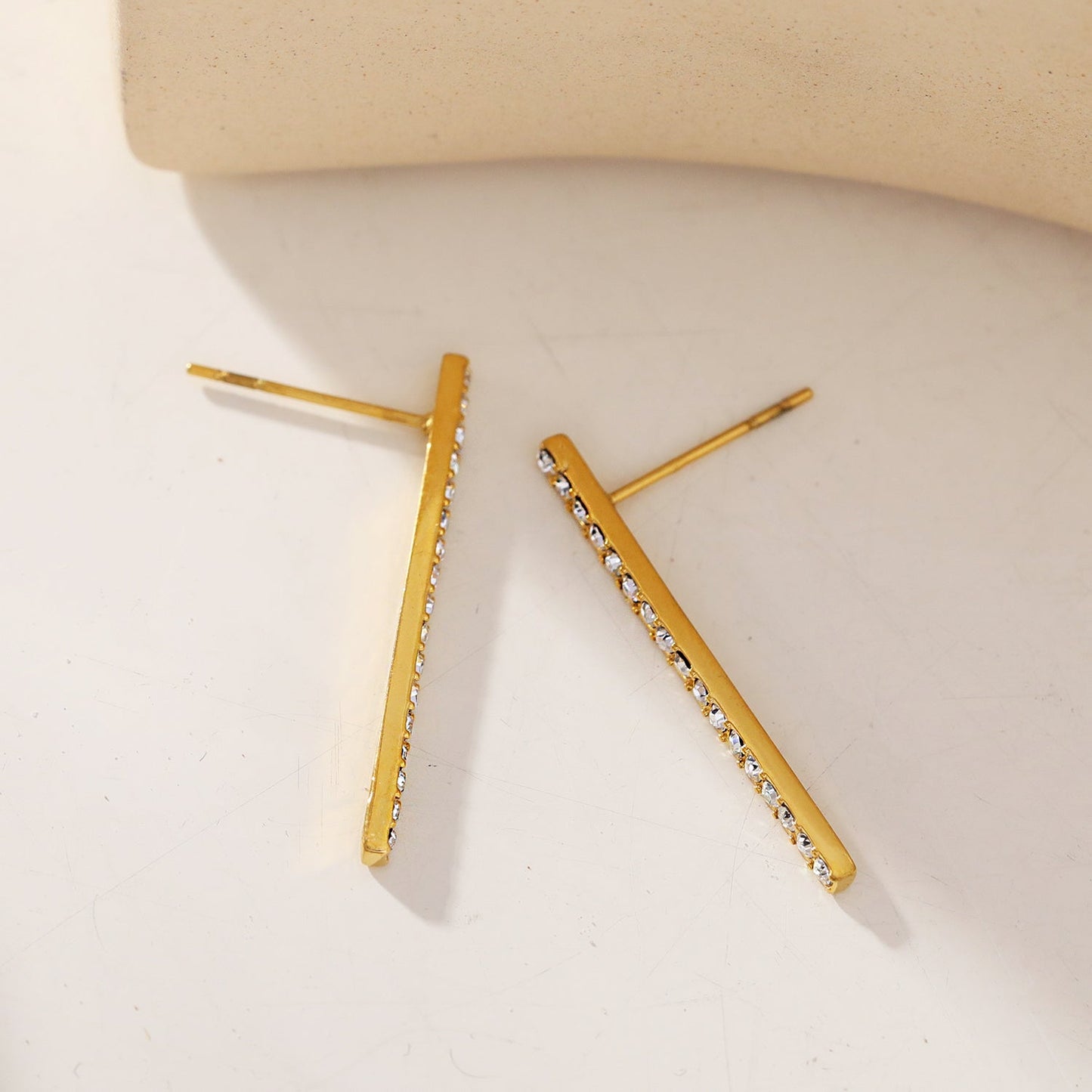 REGINA: Pavé Bar Stud Earrings with Zirconia Gemstones