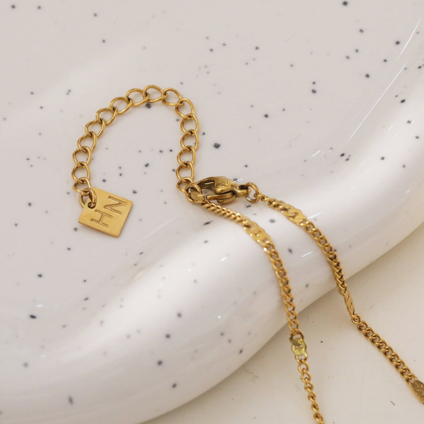 ANNECY: Nature Inspired Chic Chain Necklace Enhanced with Baroque Pearl and Leaf Charm