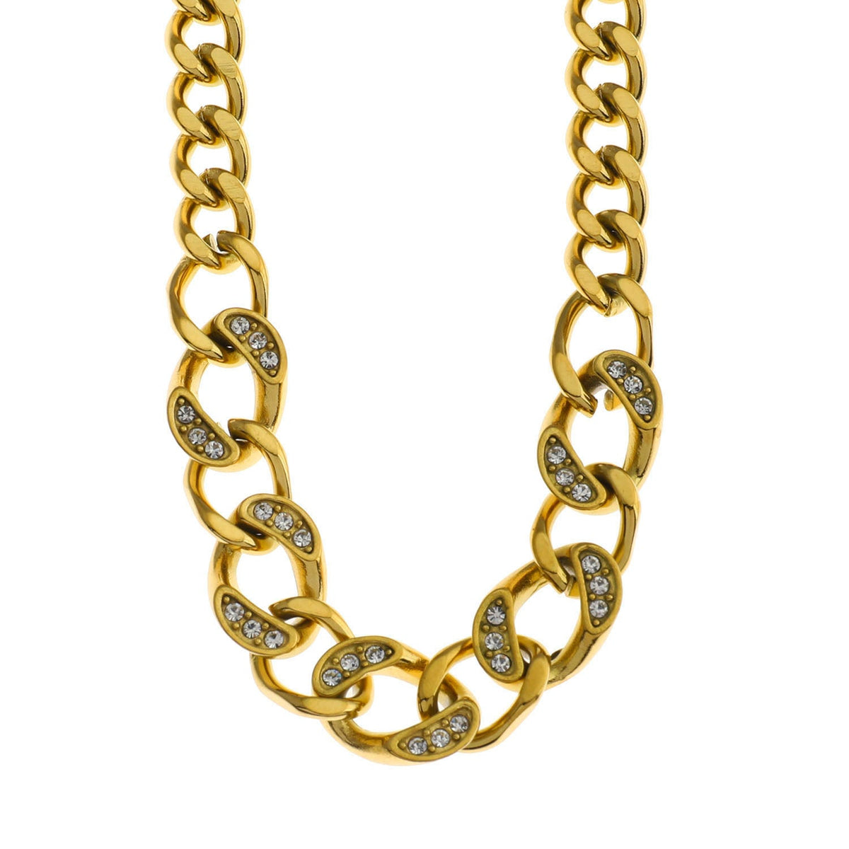 ROUEN Zirconia Embedded Cuban Chain Statement Necklace