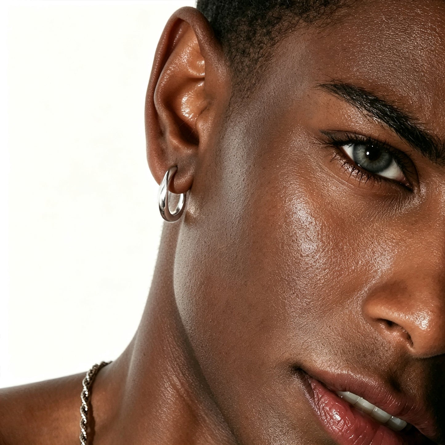 ABIR Silver (White Gold): Subtle Twist Hoop Earrings