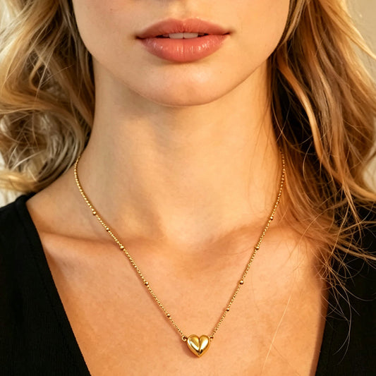 ABNA Gold: Together Forever Beaded Necklace – Separable Magnetic Mini Heart Pendant