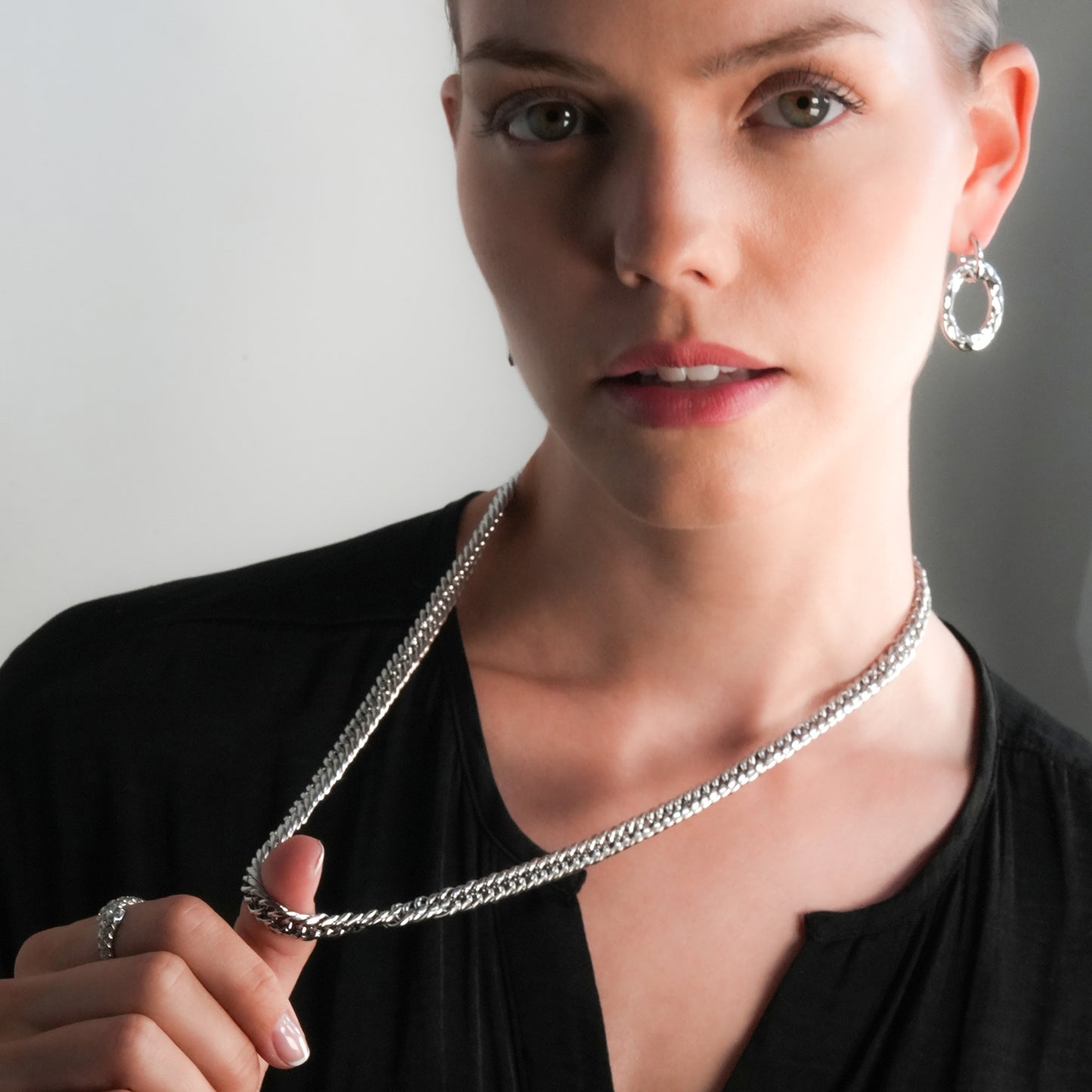 ABRAFO: Chunky Chain in Silver for Women or Men
