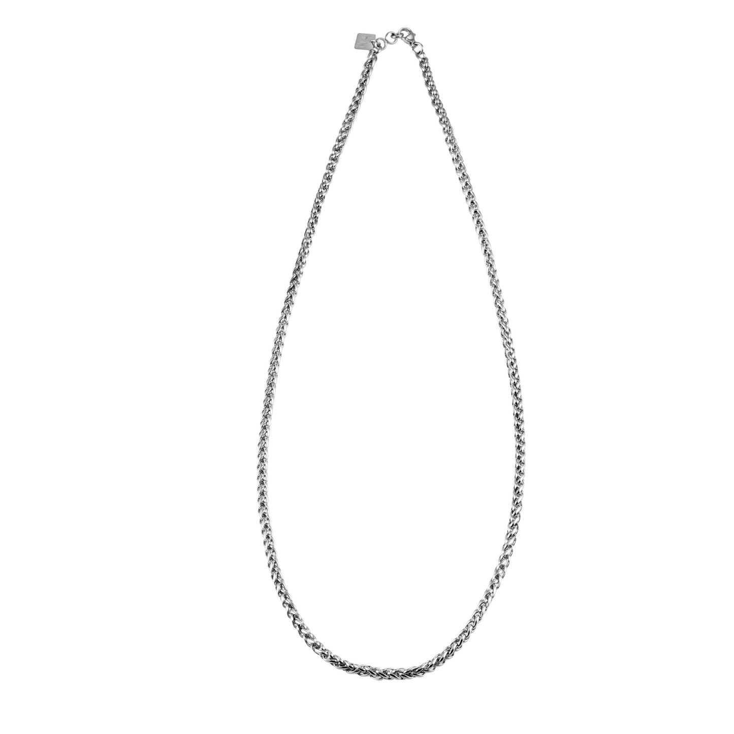 ACTON Silver (White Gold): Mid Width Byzantine Chain Necklace.