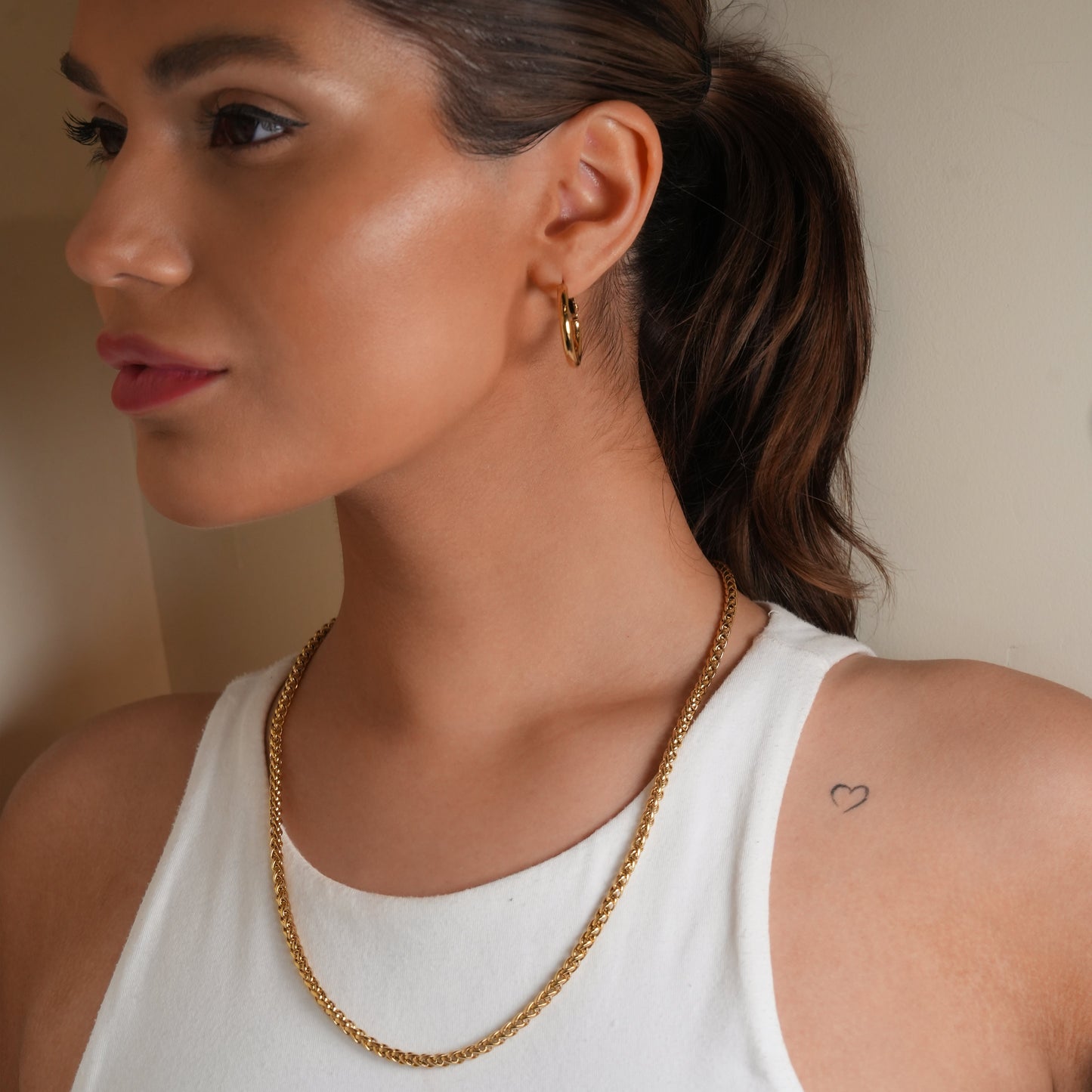 ACTON Gold: Mid Width Byzantine Chain Necklace.