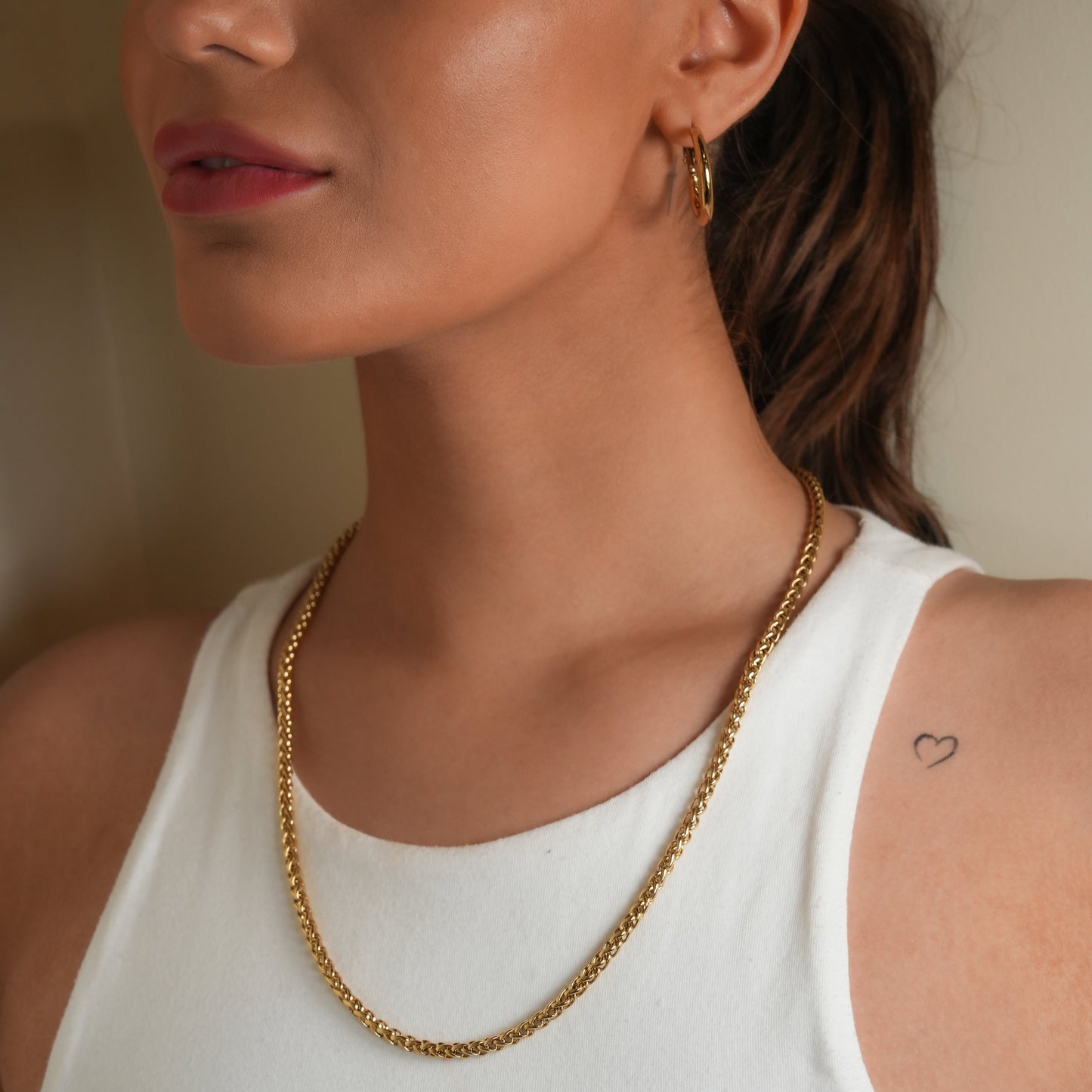 ACTON Gold: Mid Width Byzantine Chain Necklace.