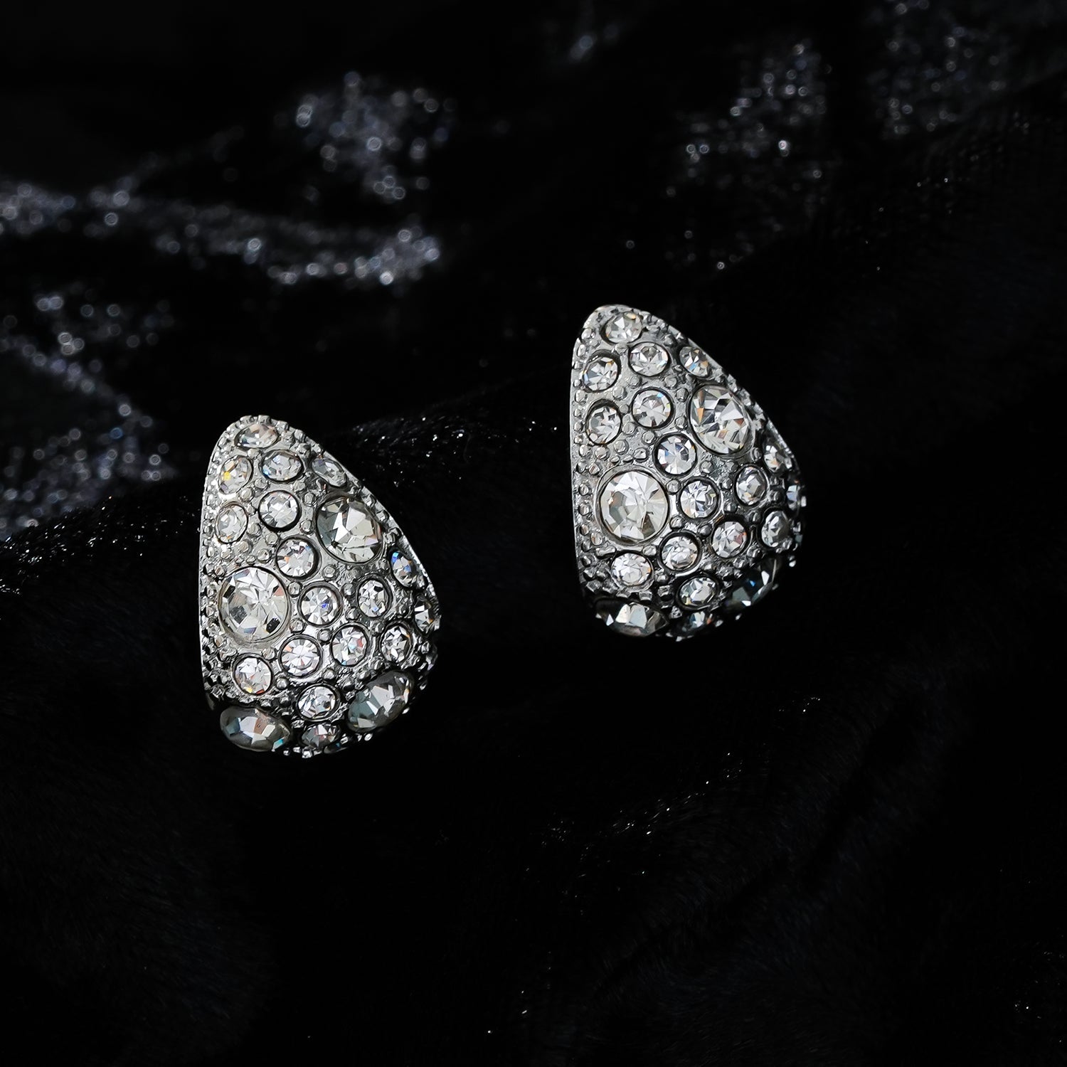 ADALAJ White Gold (Silver Toned):  Pavé Zirconia Tear Drop Stud Earrings - Statement of Confidence