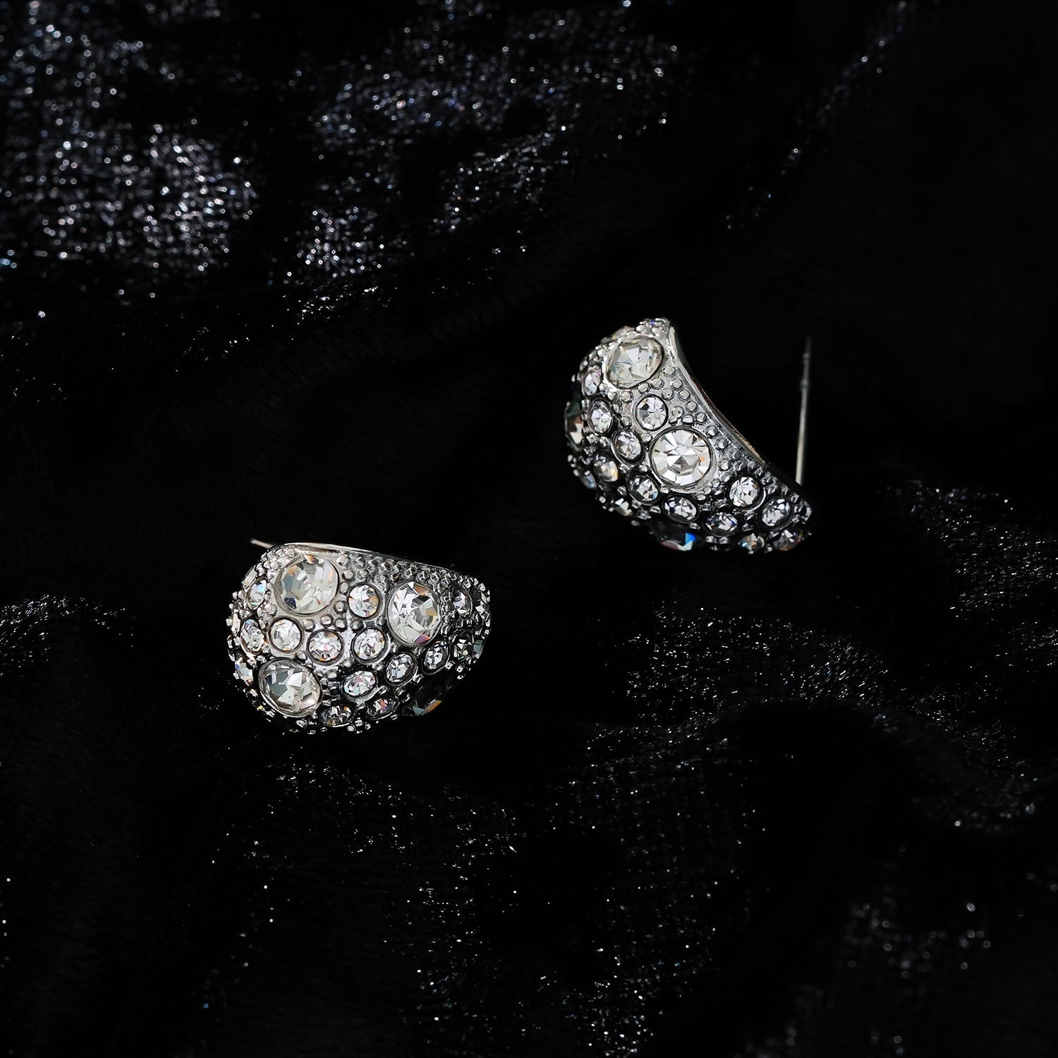 ADALAJ White Gold (Silver Toned):  Pavé Zirconia Tear Drop Stud Earrings - Statement of Confidence