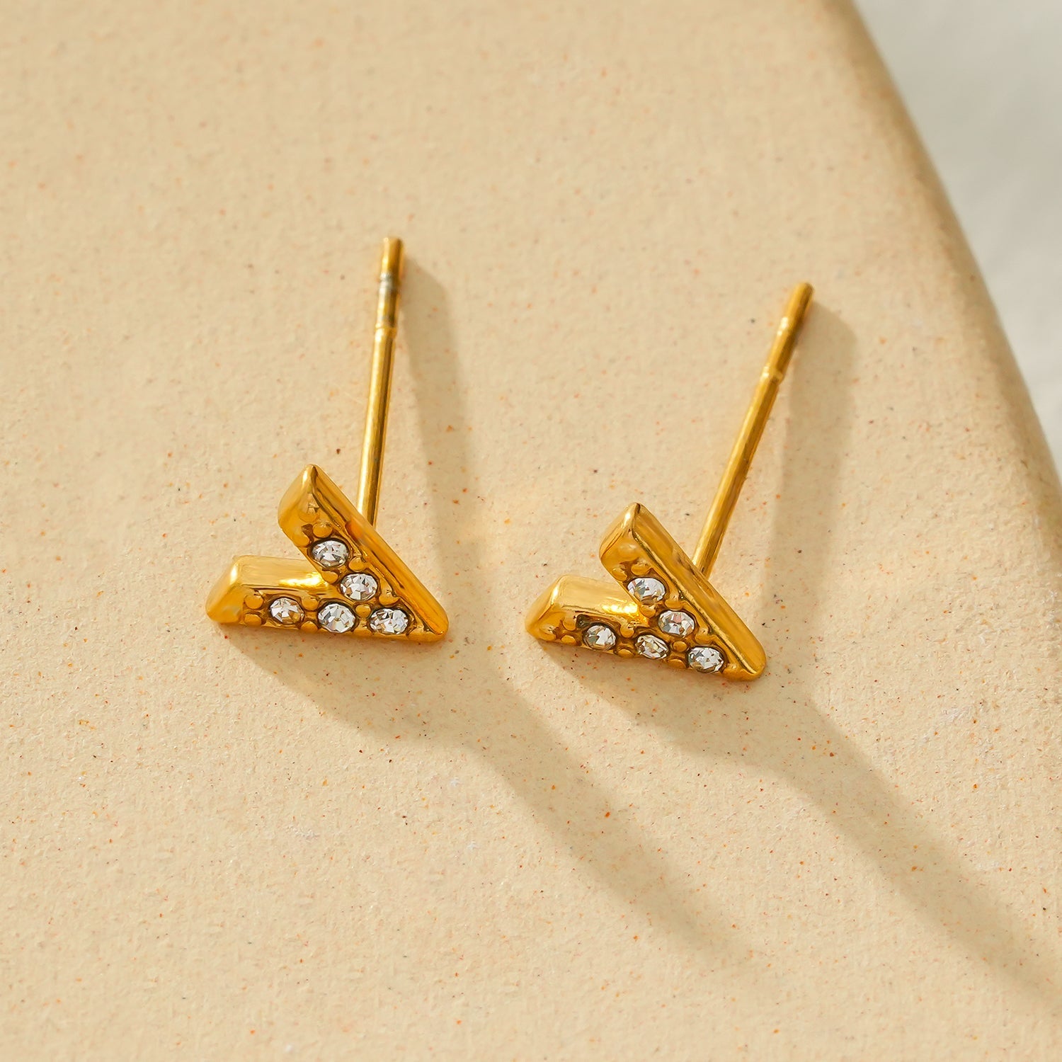 ALIVALDA Gold: 'V' Shaped Zirconia (CZ) Mini Stud Earrings