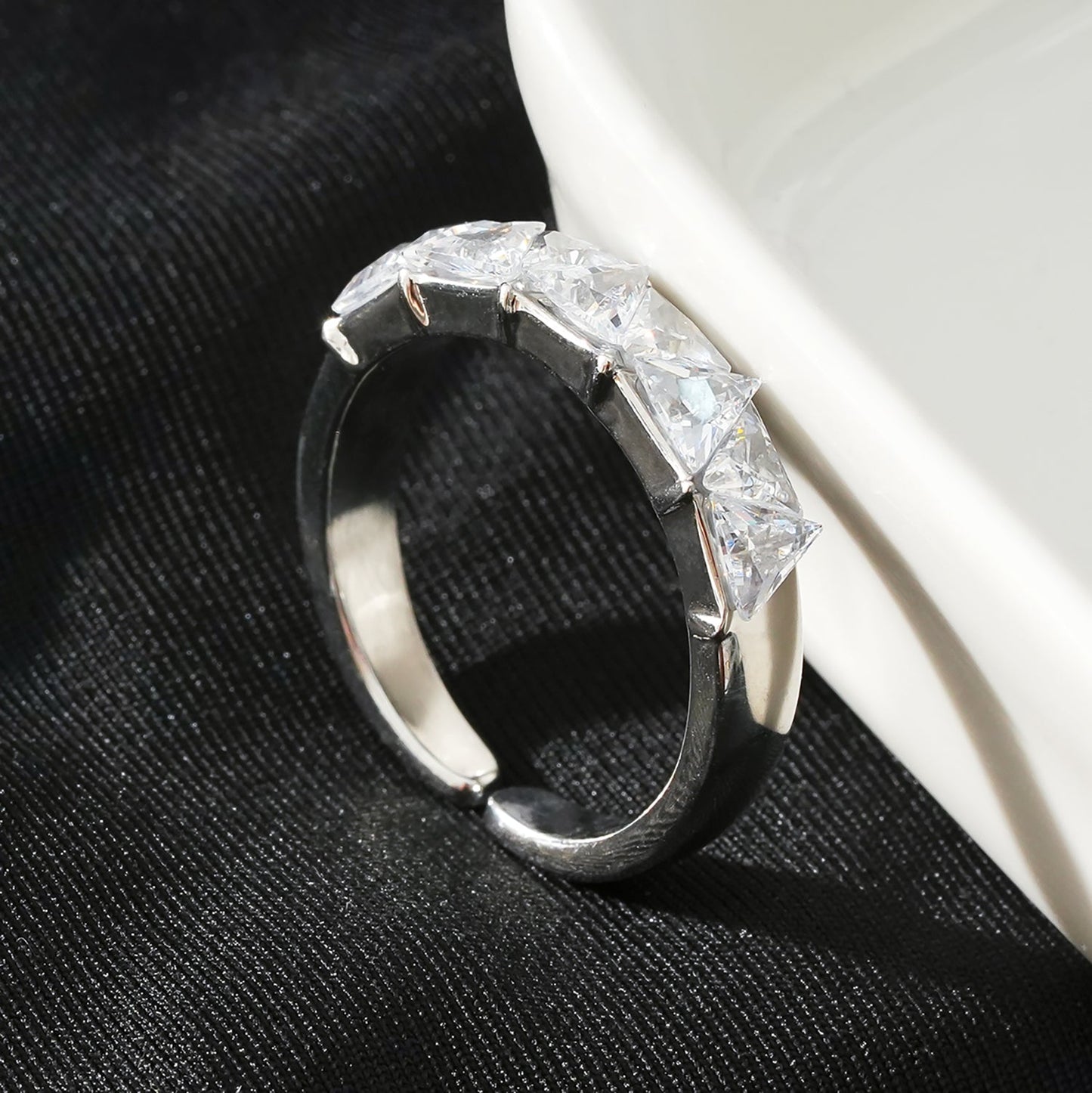 Style ALLY White Gold (Silver Toned): Zirconia Encased Row Ring