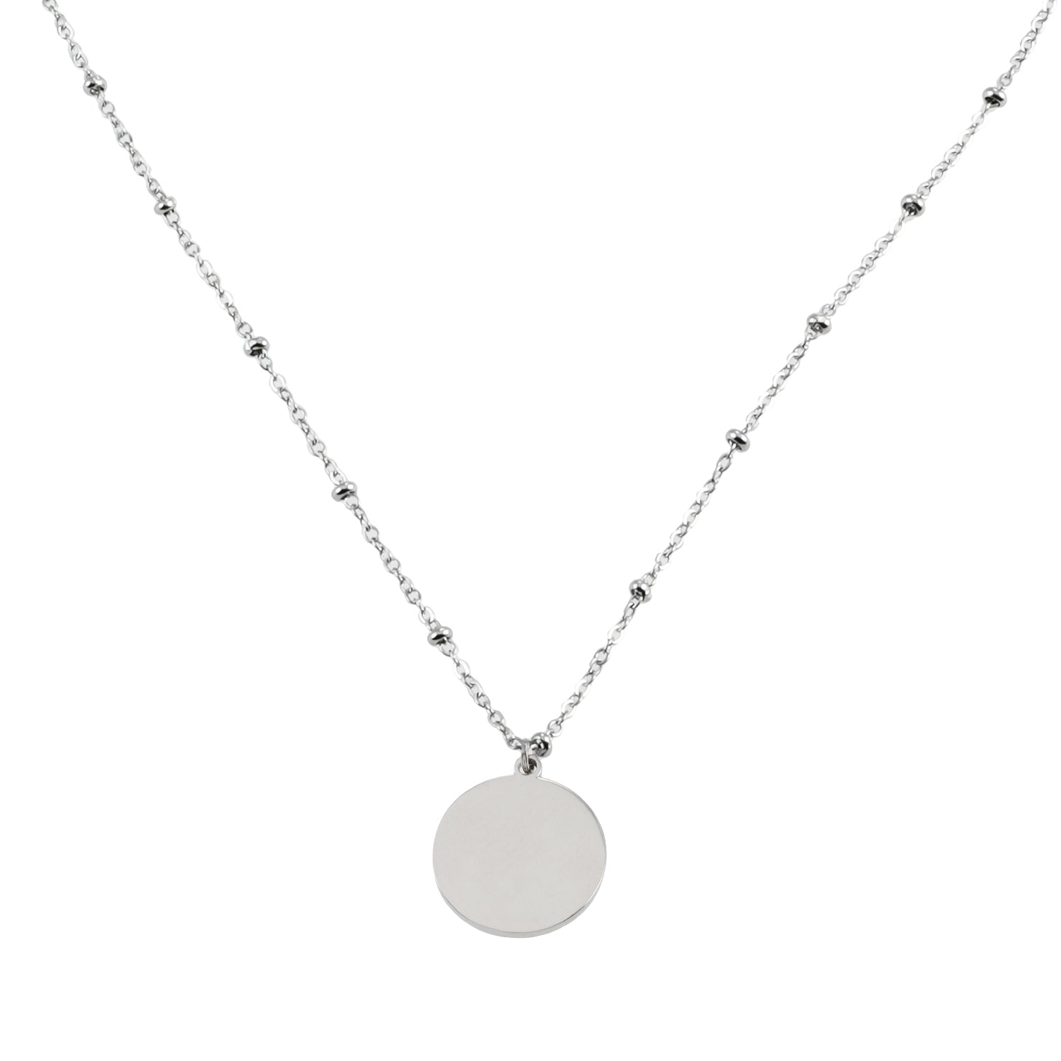 Style AMASA 52207S: Beaded Chain with Star &amp; Pavé Crescent Moon Zirconia Charm - Silver