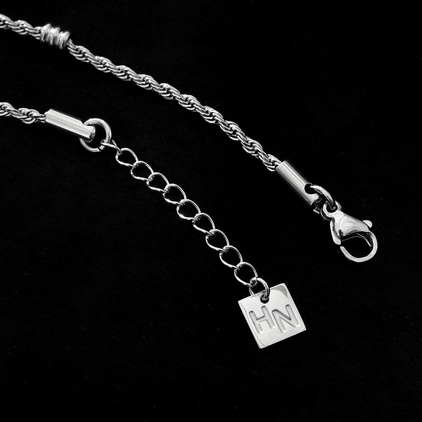 AMIENS Silver Toned White Gold: Beaded Rope Chain Bracelet