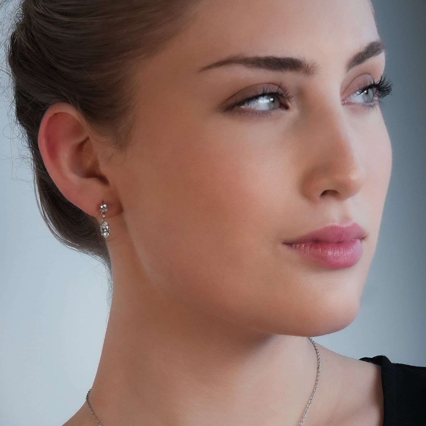 ANDALUSIA: Elegant Chain-Link Zirconia (CZ) Drop Earrings in White Gold (Silver Toned) – Timeless Sparkle for Any Occasion