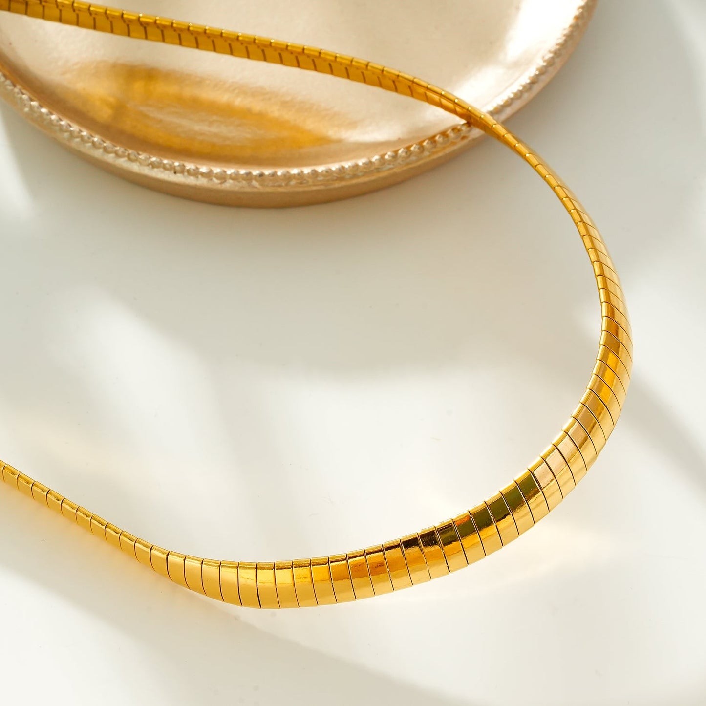 ANJILMA: Minimalist Textured Choker Collar Necklace.