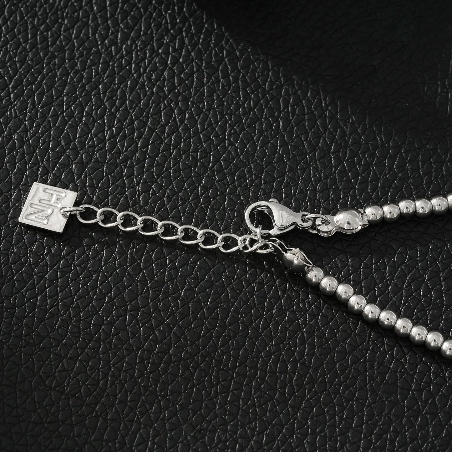 Style ANNABETH: Twin-Bead Fusion White Gold (Silver Toned) Chain Bracelet