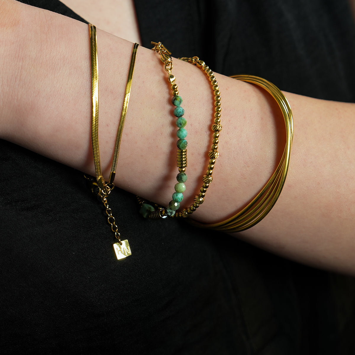 ANNABETH: Twin-Bead Fusion Gold Chain Bracelet