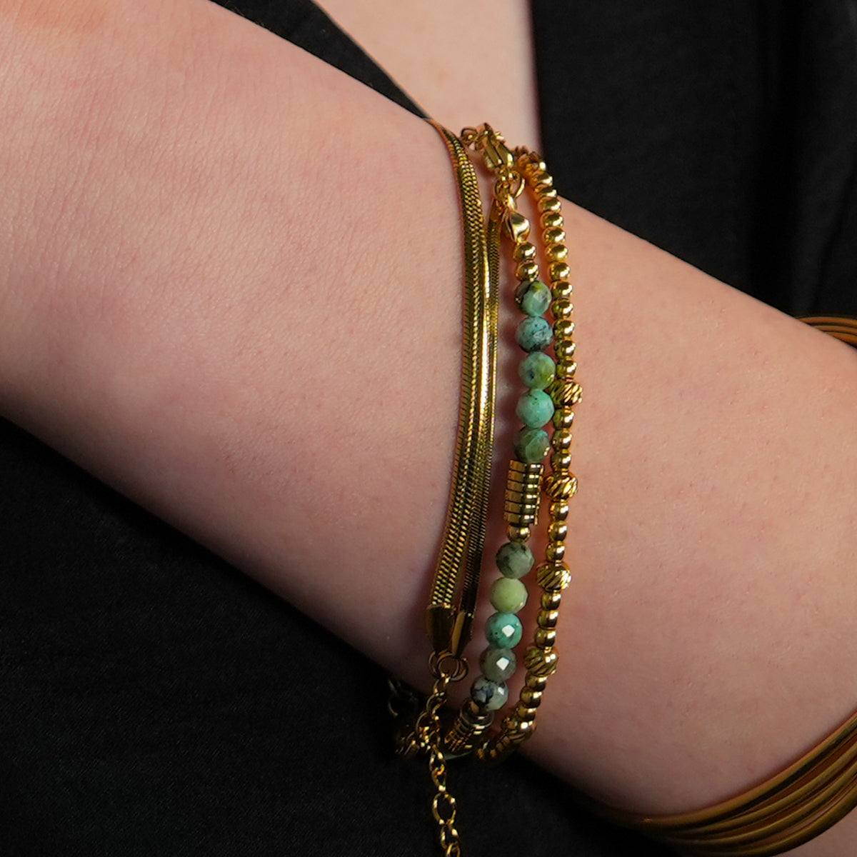 ANNABETH: Twin-Bead Fusion Gold Chain Bracelet