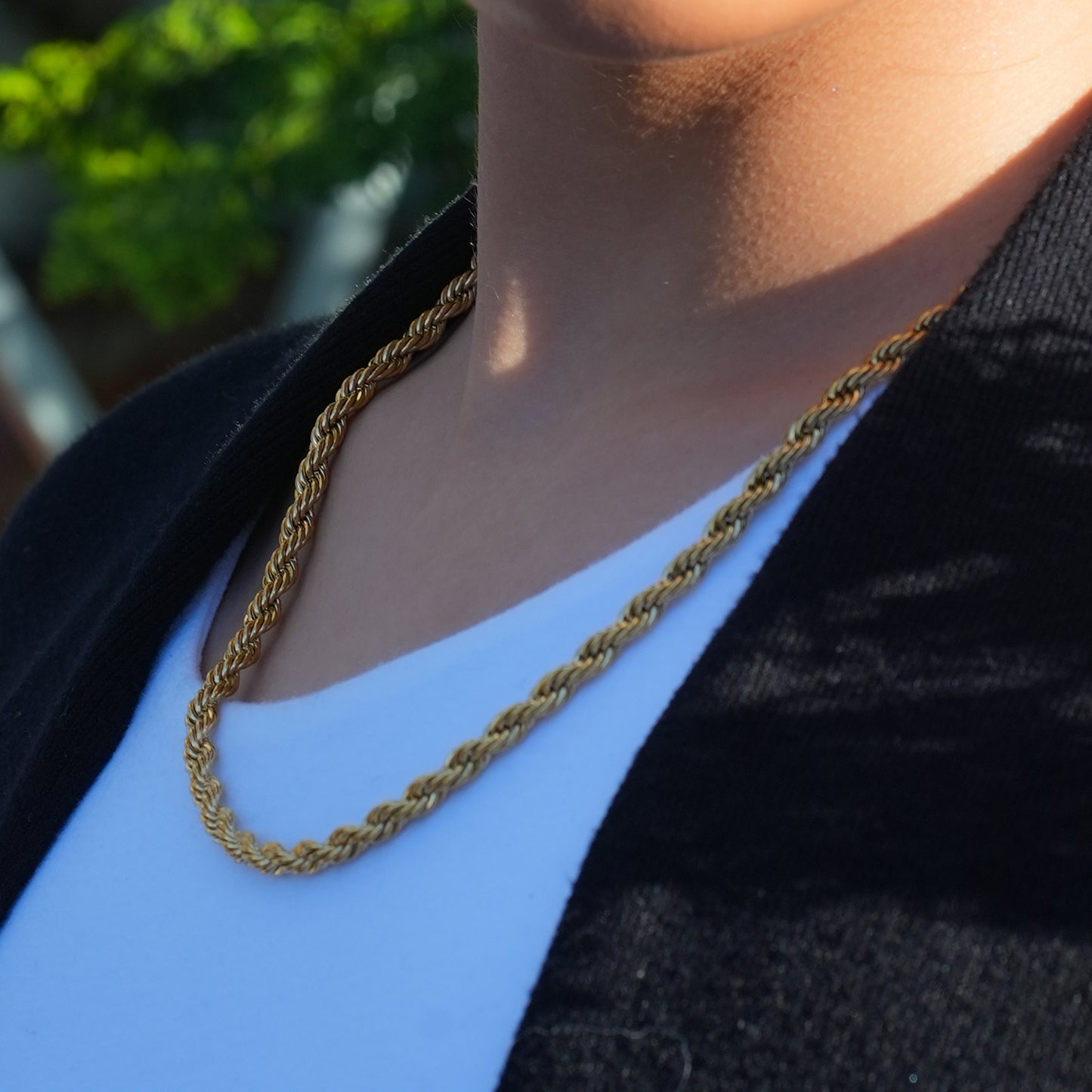 ARKELEY: Chunky Rope Chain Textured Gold Necklace