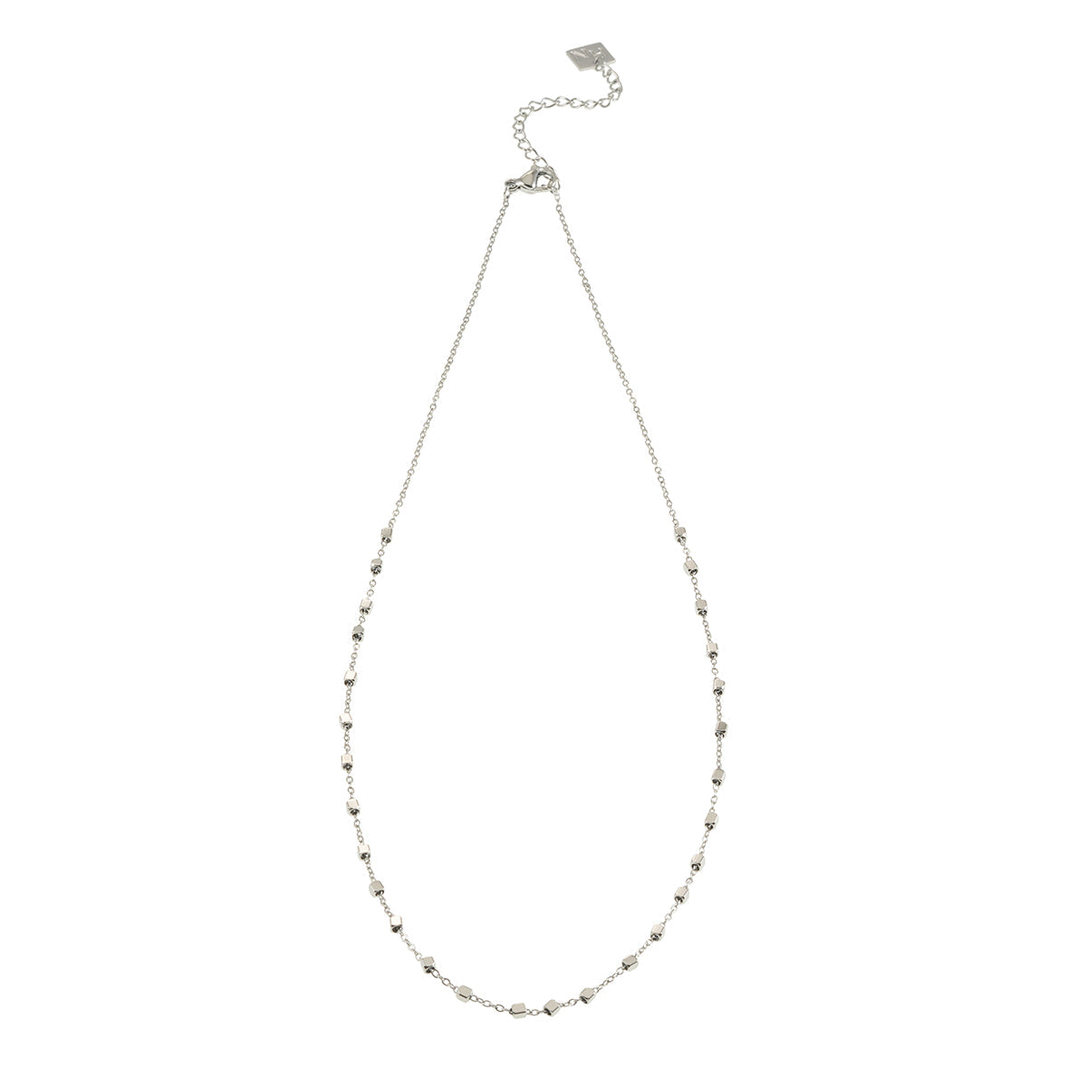AUREOLE Silver (White Gold): Essential Daily Chain with Delicate Square Beads