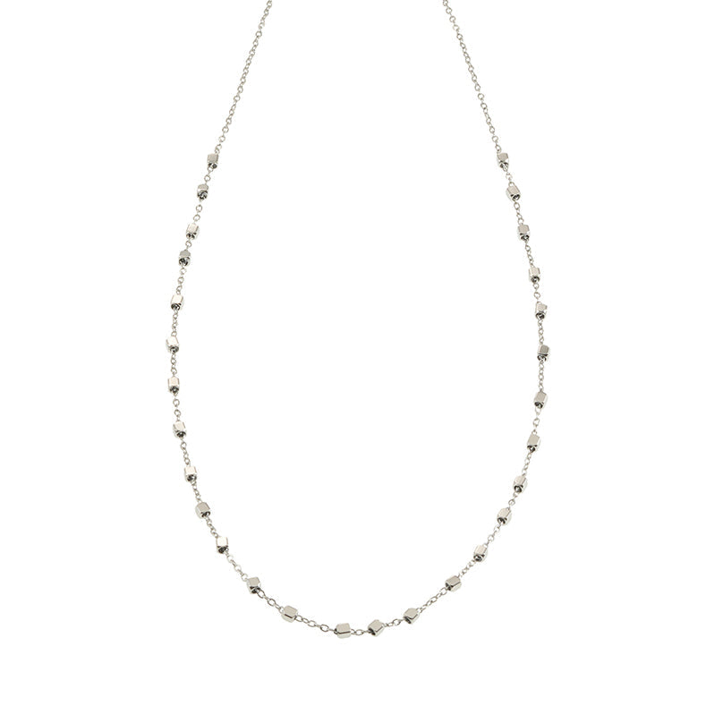 AUREOLE Silver (White Gold): Essential Daily Chain with Delicate Square Beads