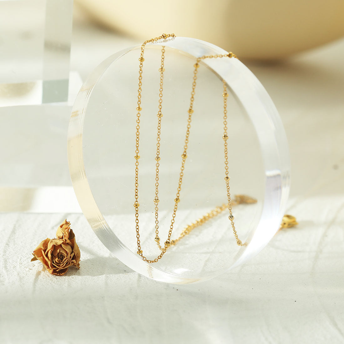 AVERY 16" Gold: Essential Daily Wear Beaded Gold Chain Necklace