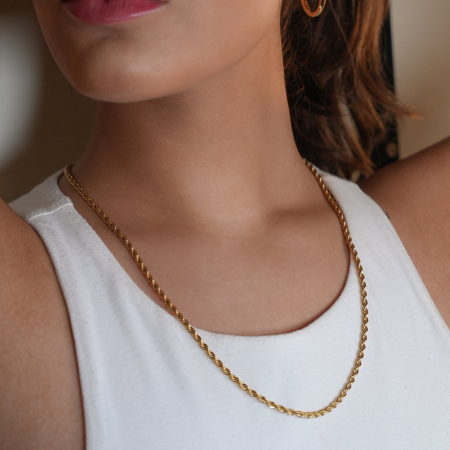 BALHAM: Rope Chain Textured Gold Necklace