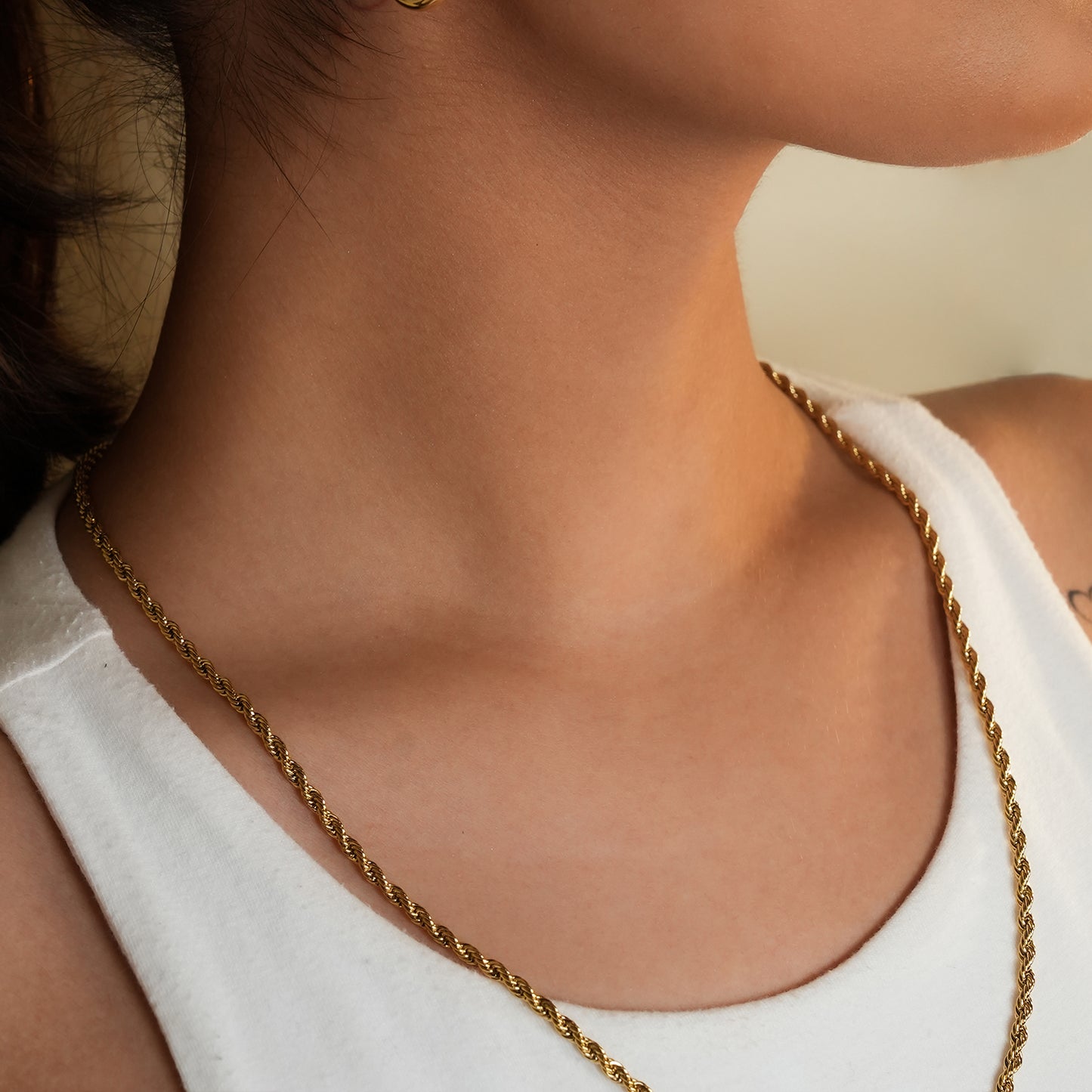 BALHAM: Rope Chain Textured Gold Necklace