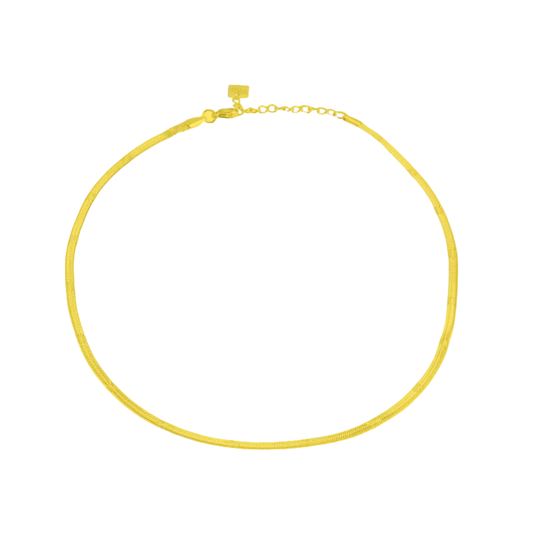 BAMBURG Gold: Star Embossed Snake Skin Textured Chain Necklace