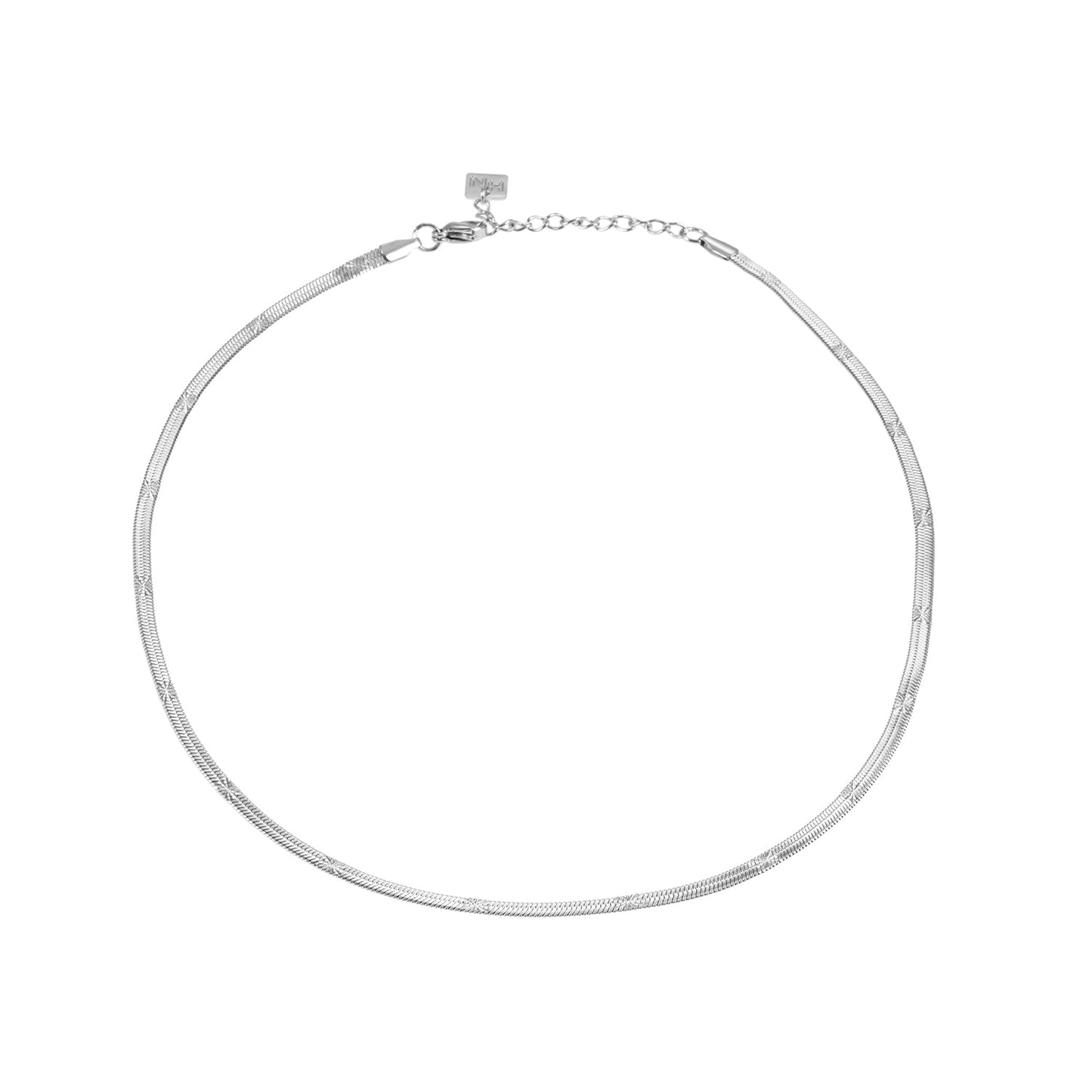 BAMBURG Silver: Star Embossed Snake Skin Textured Chain Necklace