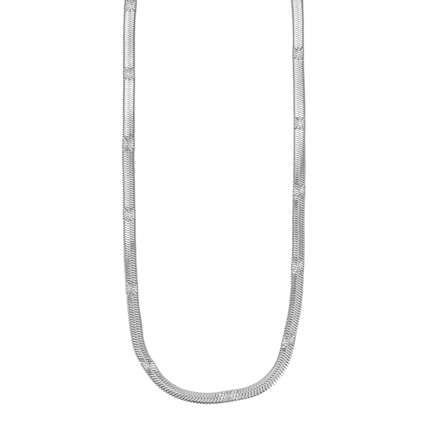 BAMBURG Silver: Star Embossed Snake Skin Textured Chain Necklace