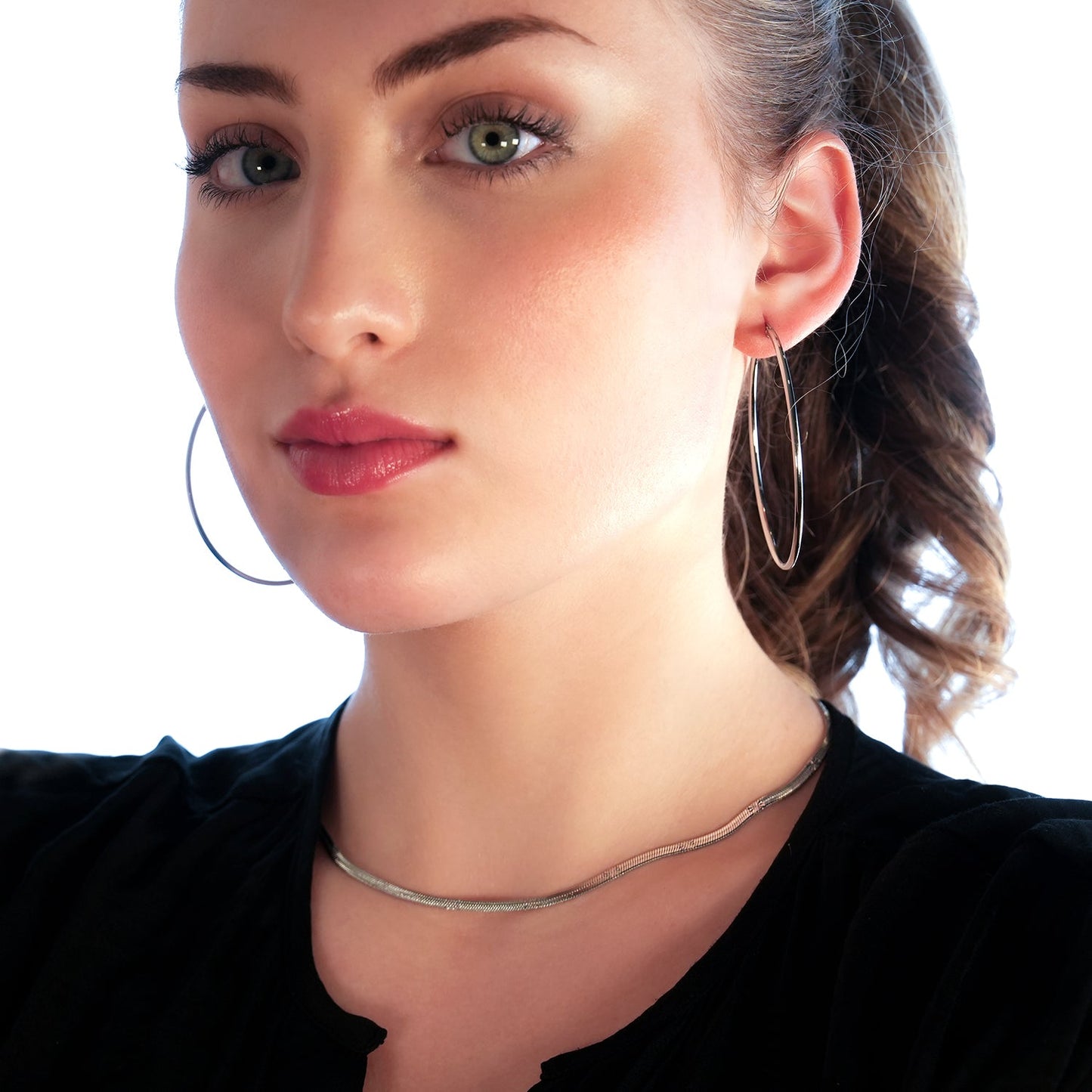BAMBURG Silver: Star Embossed Snake Skin Textured Chain Necklace