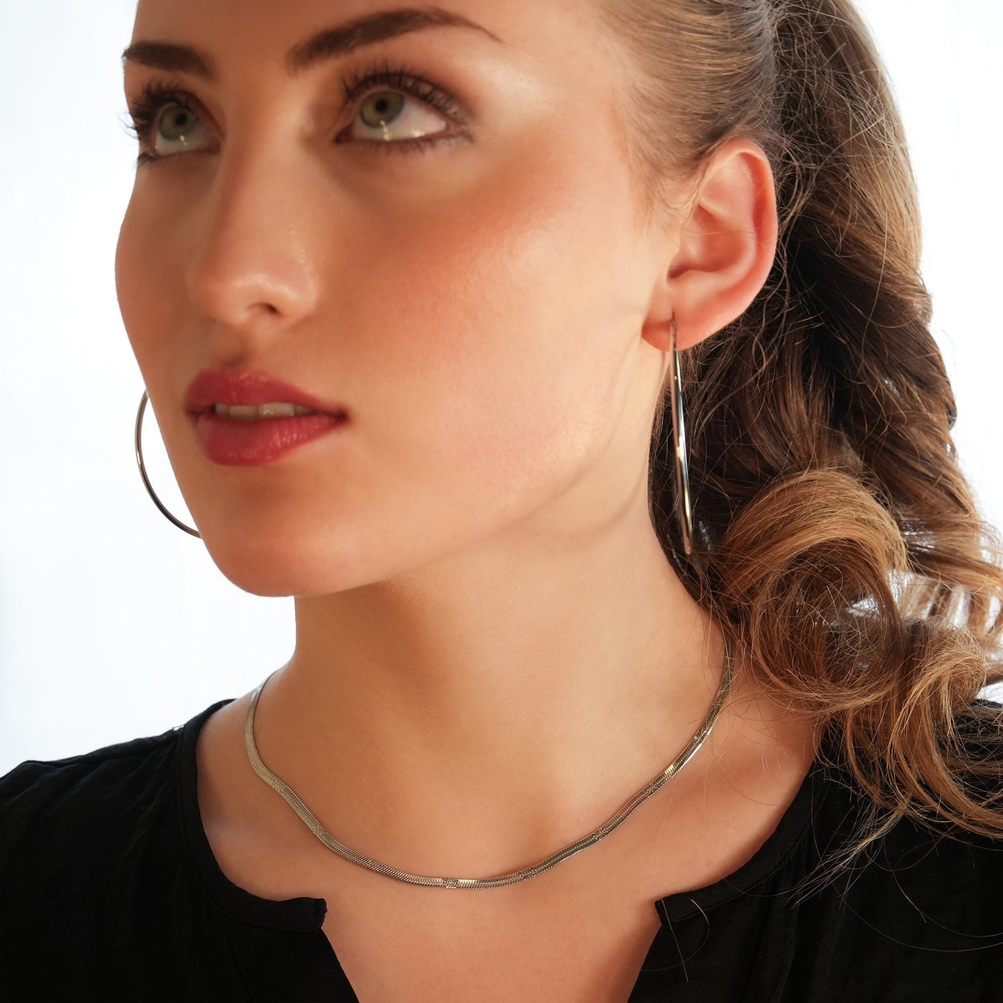 BAMBURG Silver: Star Embossed Snake Skin Textured Chain Necklace