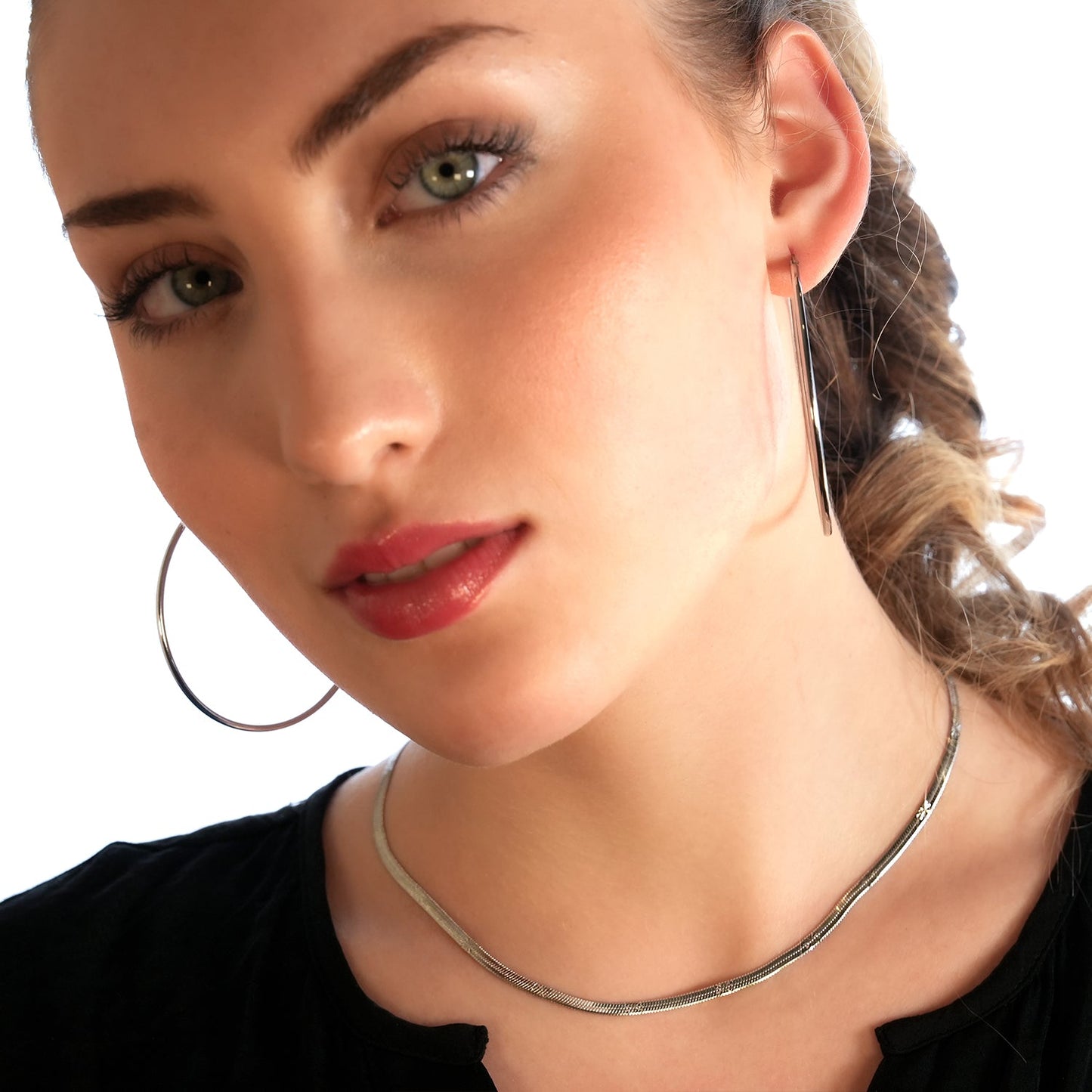 BAMBURG Silver: Star Embossed Snake Skin Textured Chain Necklace