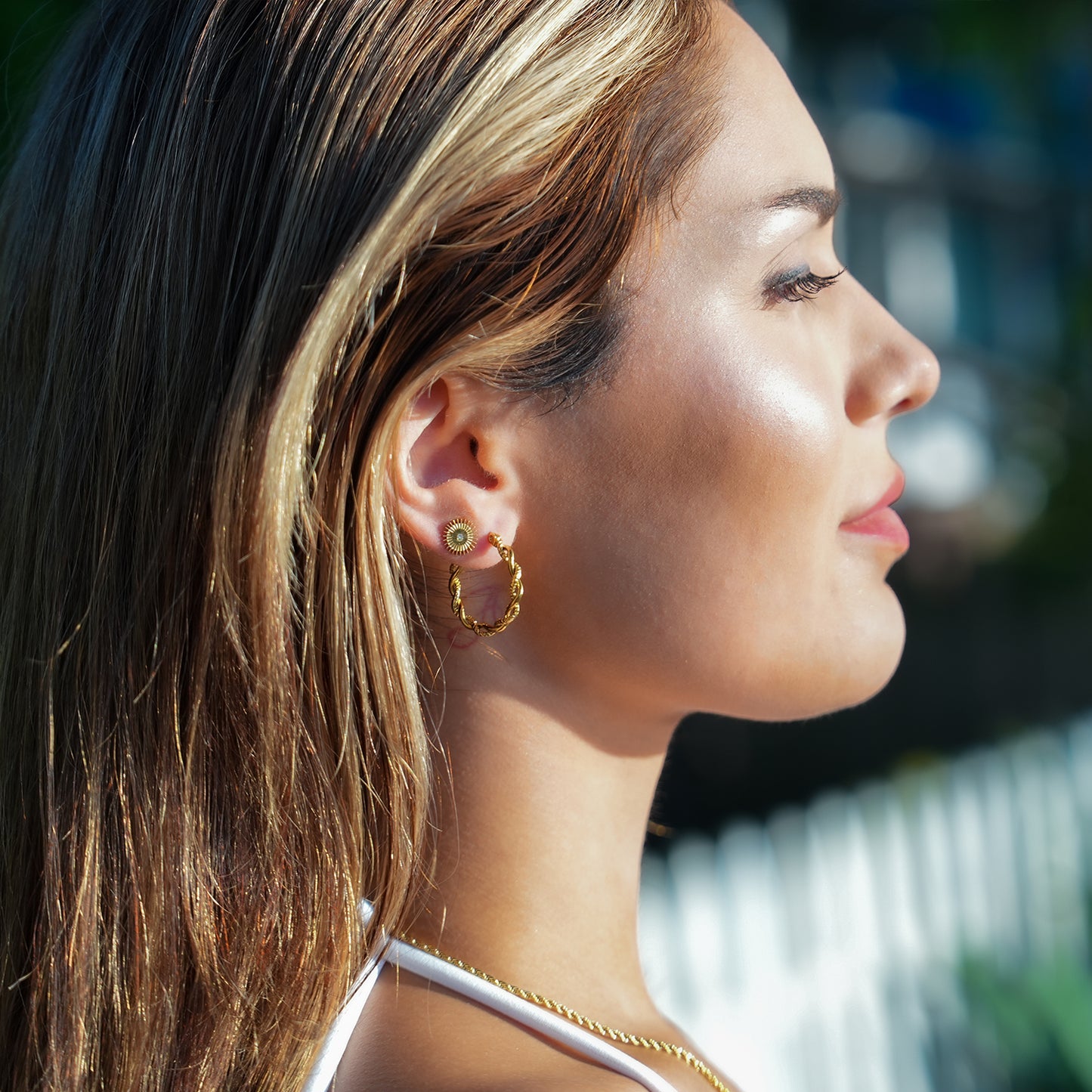 BARBARA Contrast Textured Twisted Rope Hoop Earring