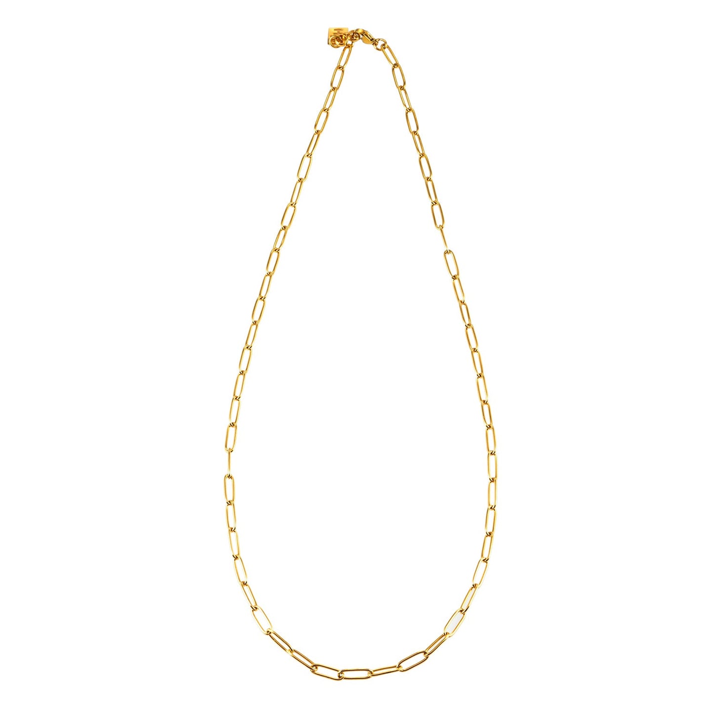 BARBICAN: Essential Gold Chain Link Paper-Clip Necklace - 22"
